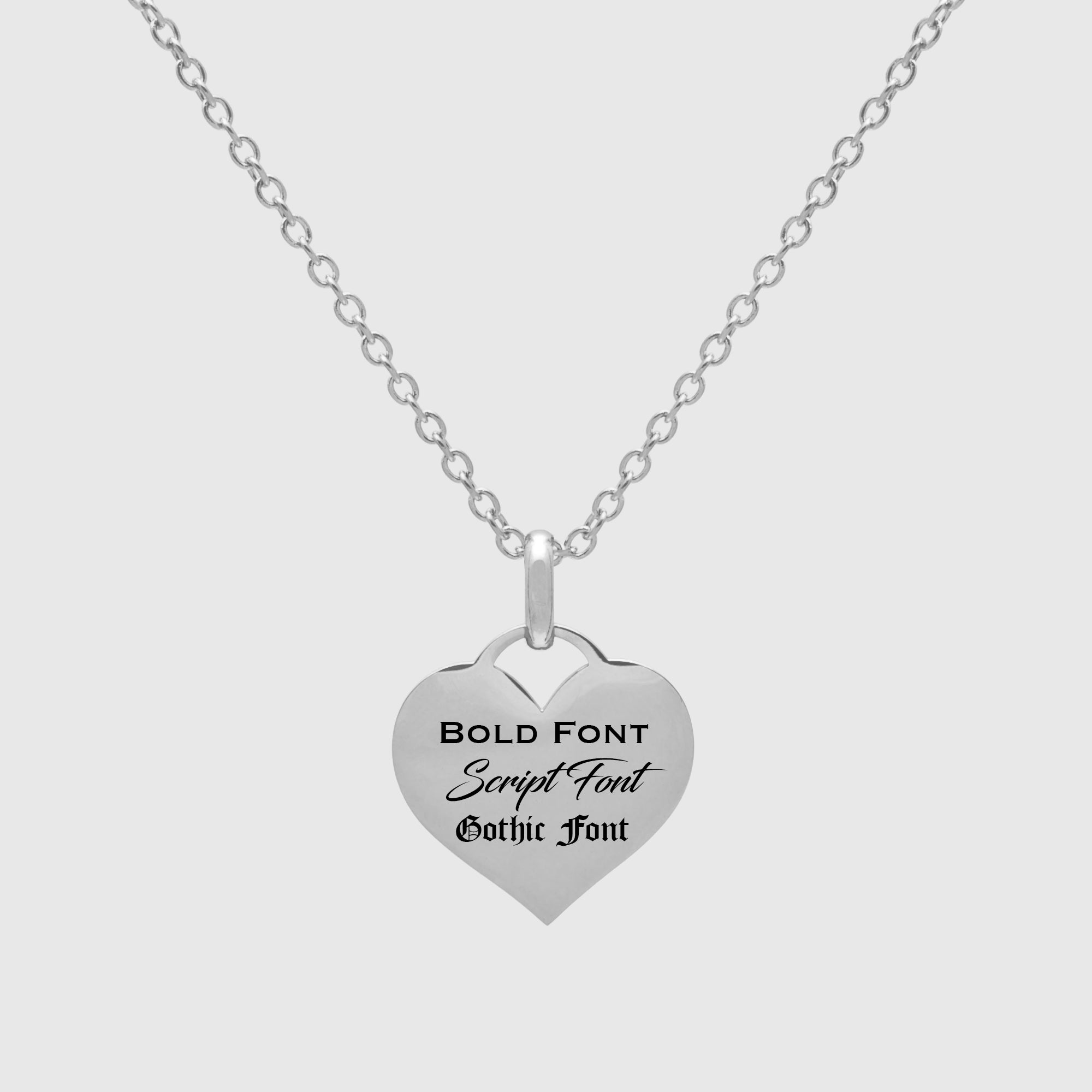Engraved necklaces font types