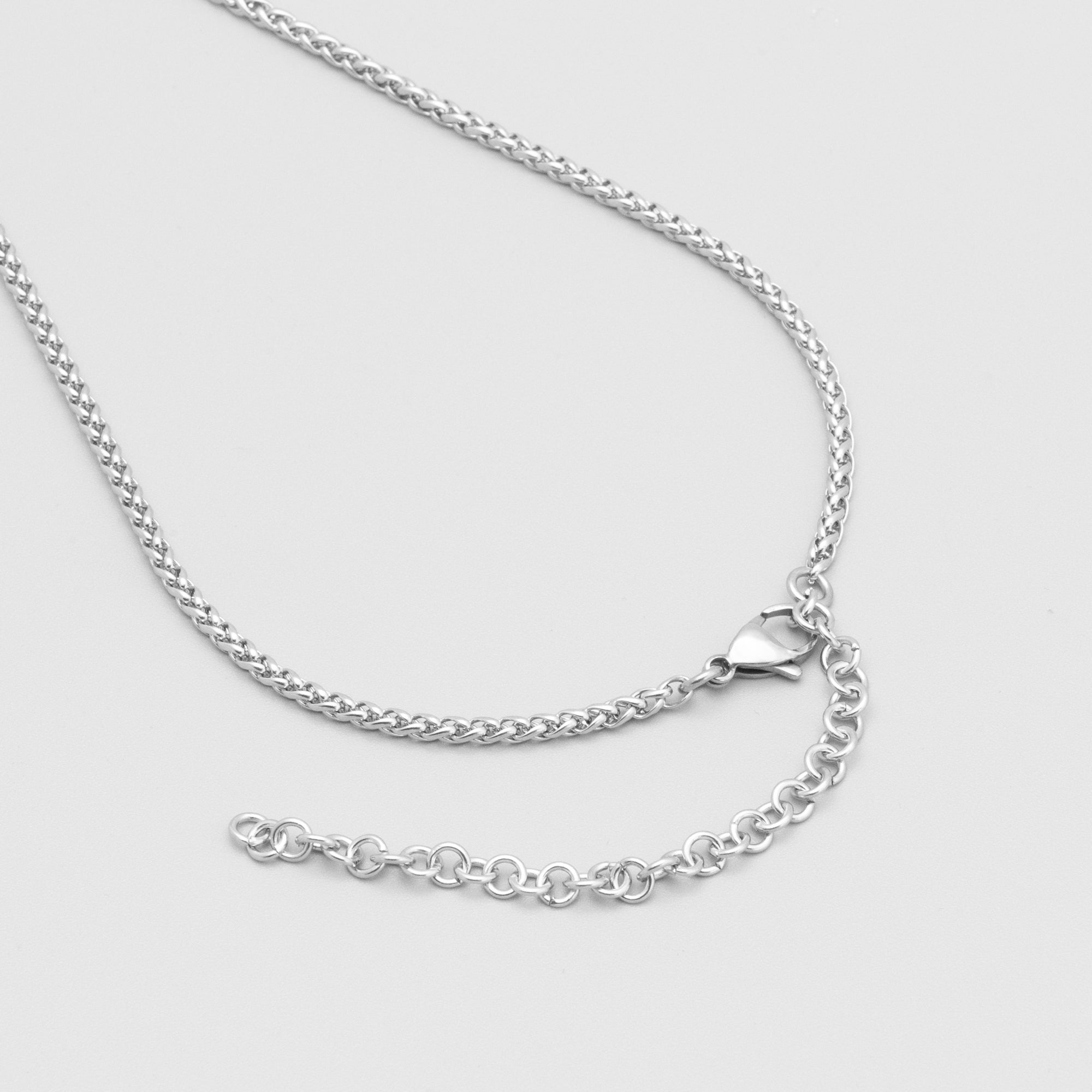 Collier de jour avec pendentif en forme de cœur et chaîne micro-glissante - Chaîne queue de renard de 3 mm (argent)