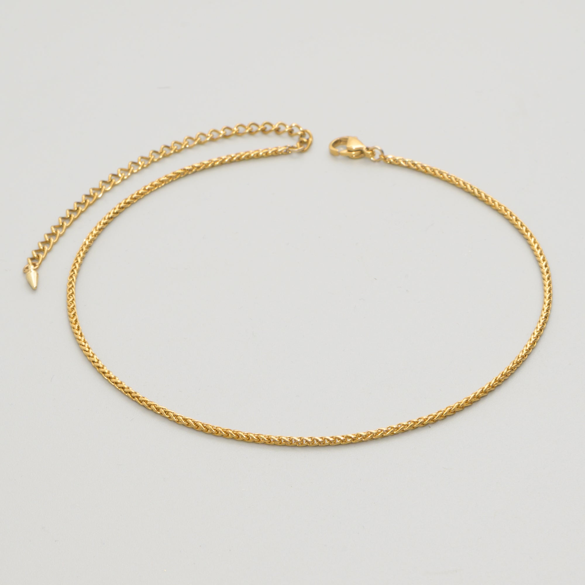 Dainty 2mm Foxtail choker necklace in Gold stainless steel