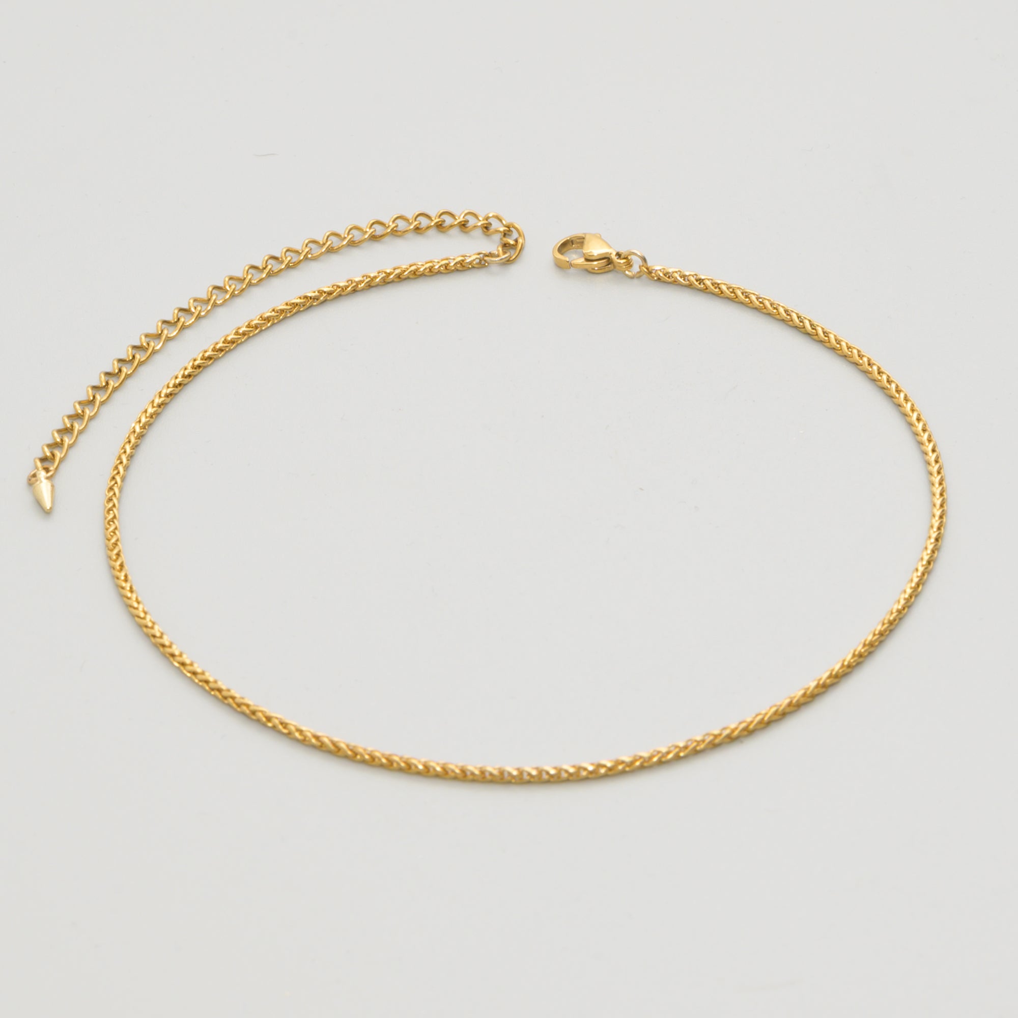 Dainty 2mm Foxtail choker necklace in Gold stainless steel