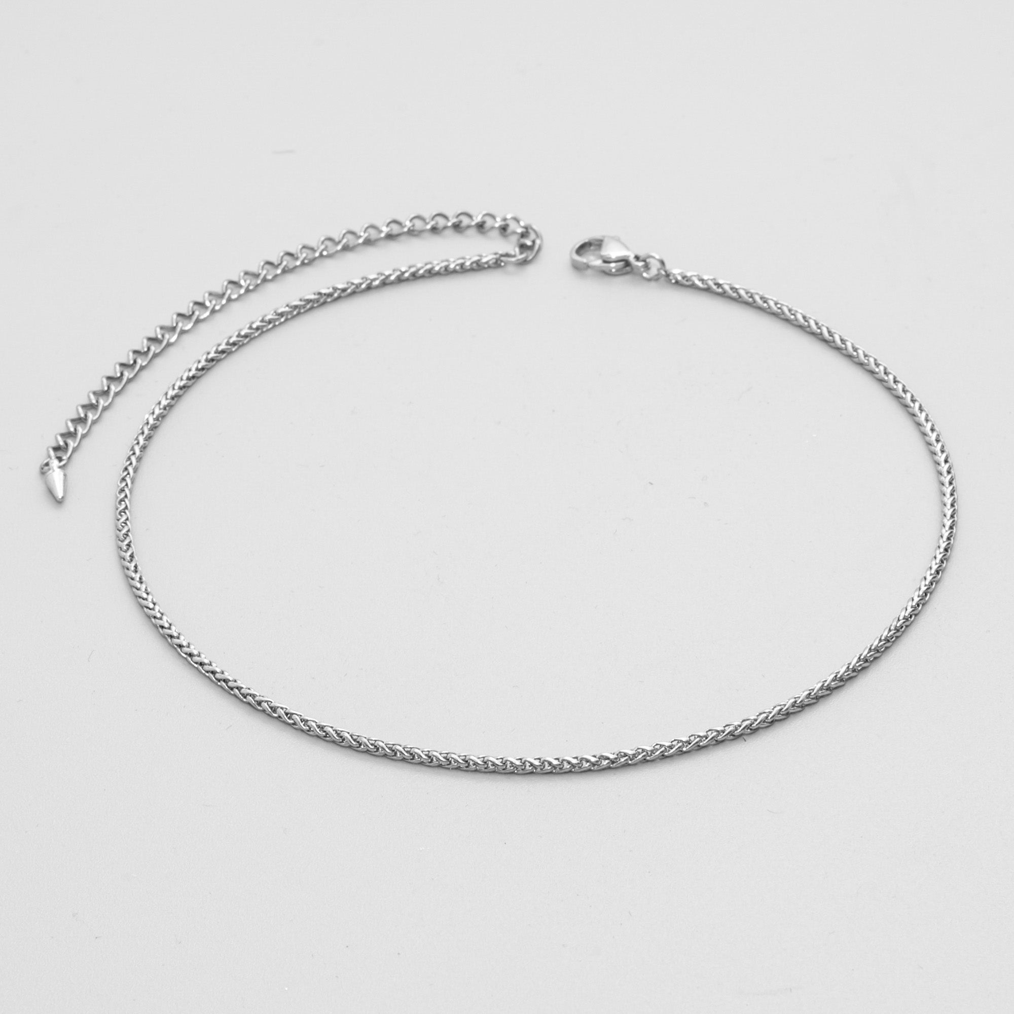 Dainty 2mm Foxtail choker necklace in silver stainless steel
