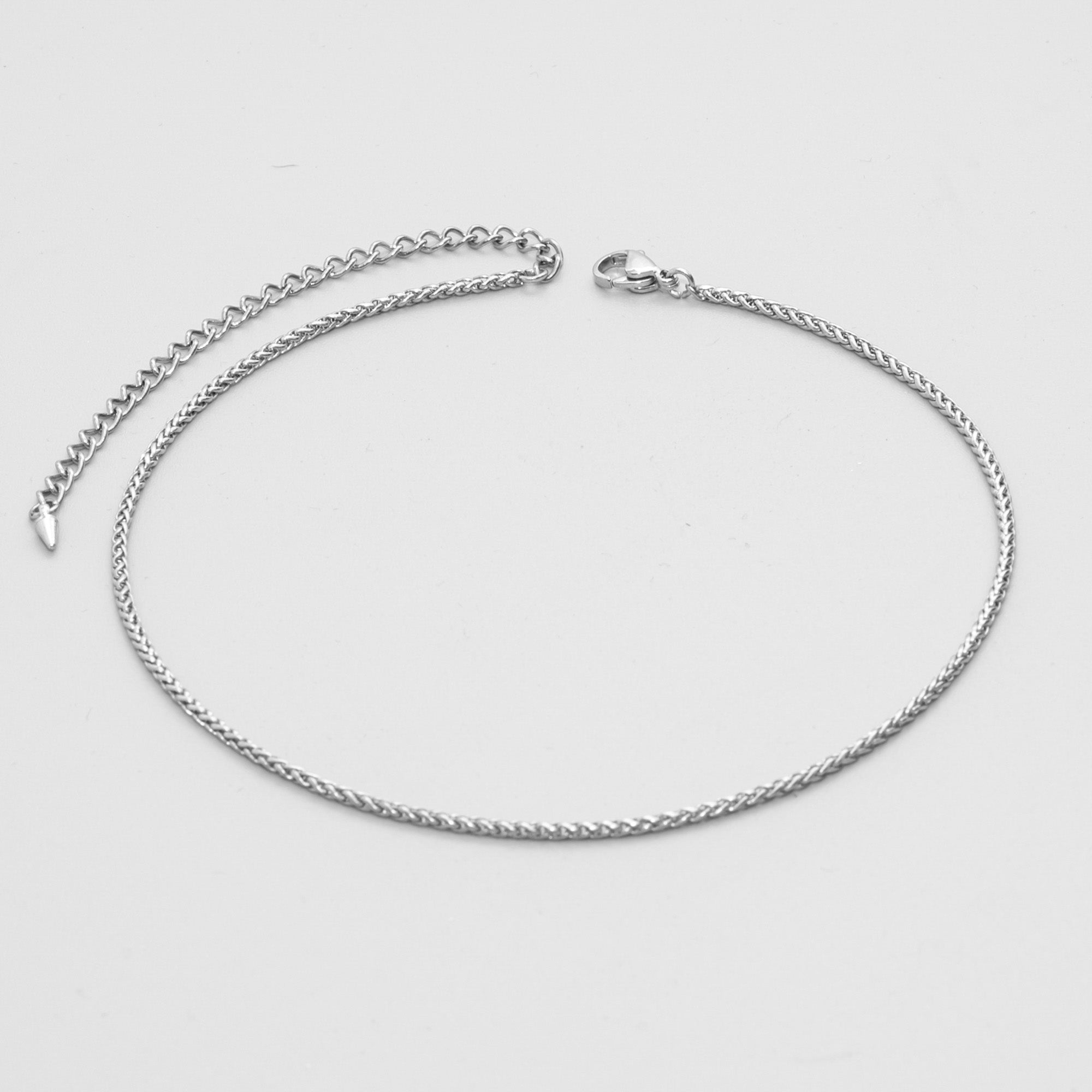 Dainty 2mm Foxtail choker necklace in silver stainless steel