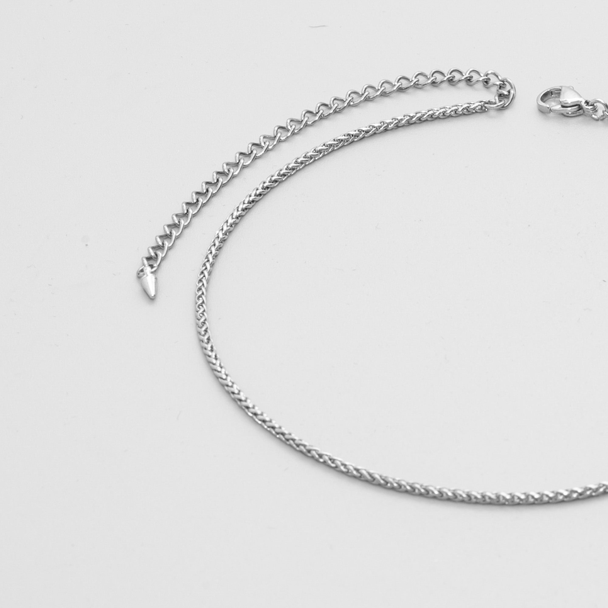 Dainty 2mm Foxtail choker necklace in silver stainless steel