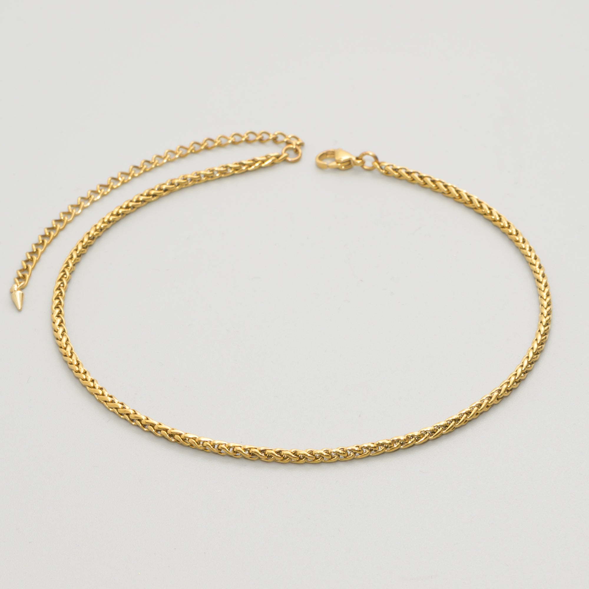 Dainty 3mm Foxtail choker necklace in Gold stainless steel