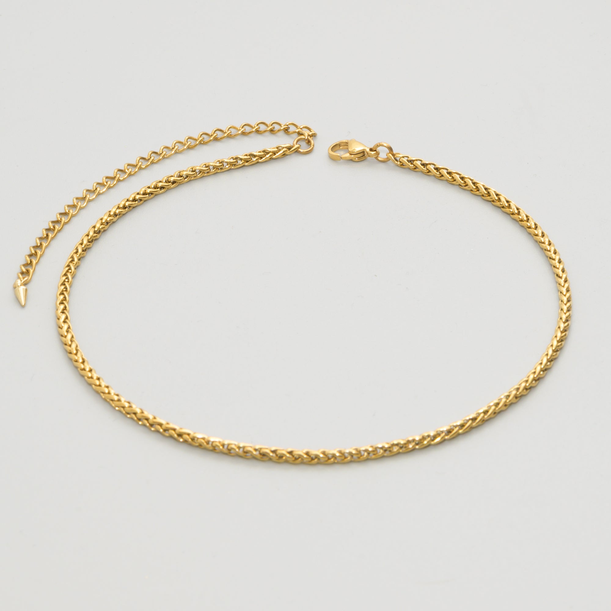 Dainty 3mm Foxtail choker necklace in Gold stainless steel