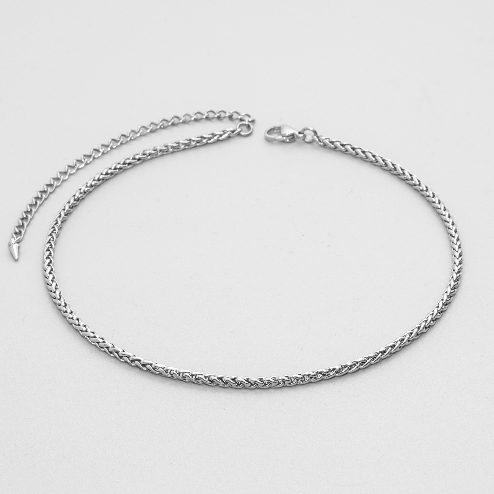 Dainty 3mm Foxtail choker necklace in silver stainless steel