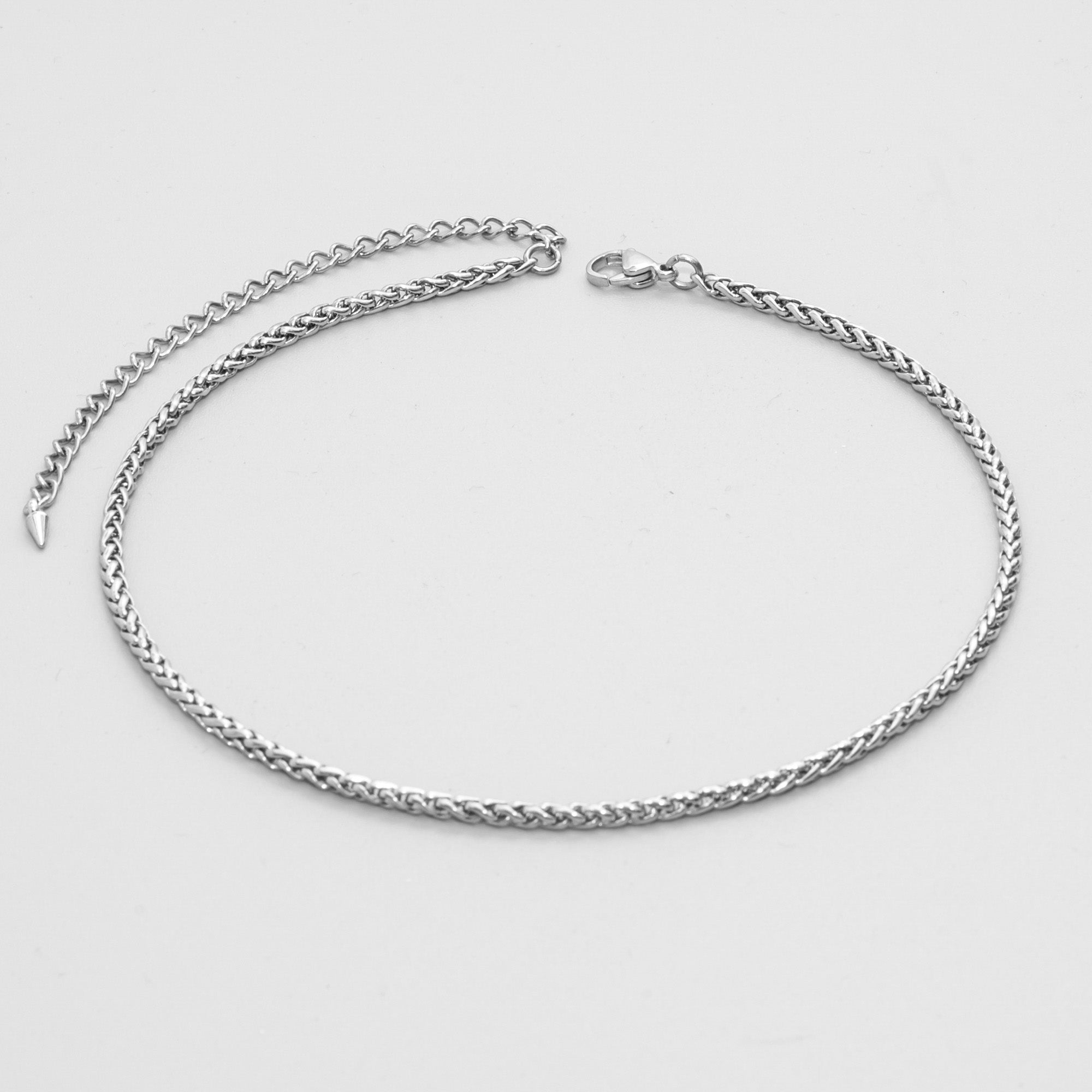 Dainty 3mm Foxtail choker necklace in silver stainless steel