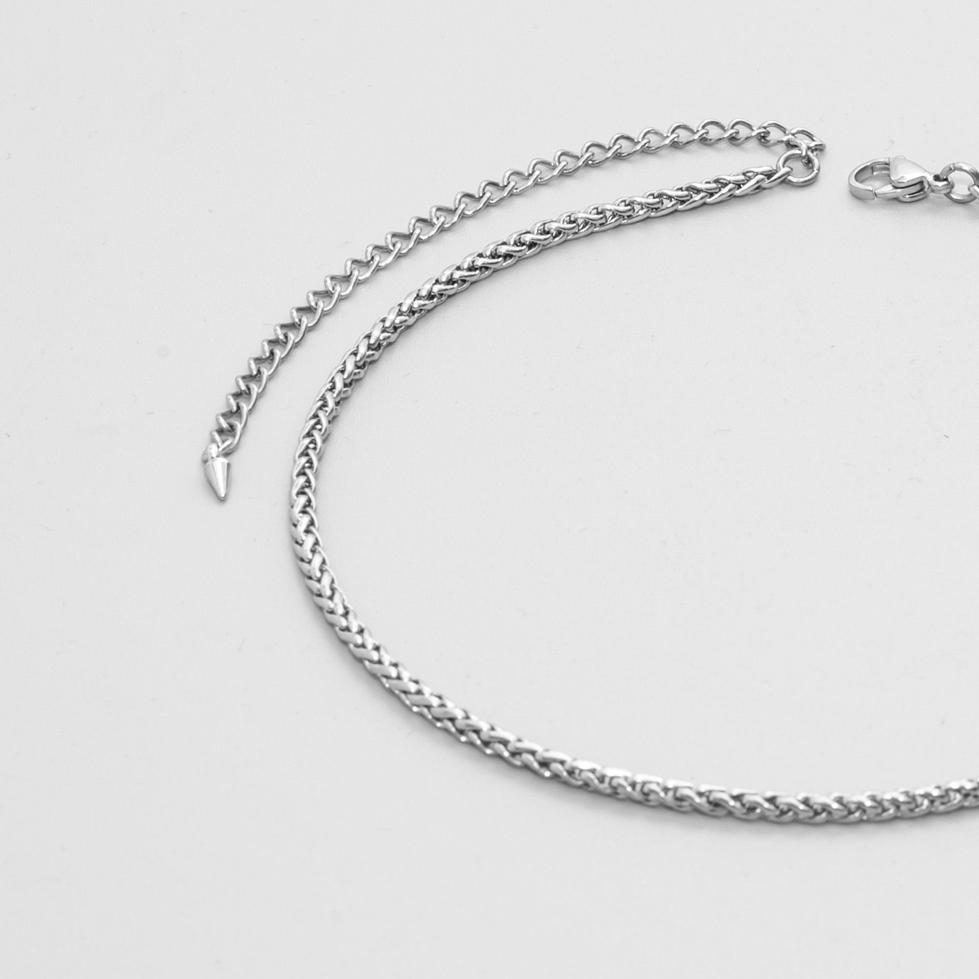 Dainty 3mm Foxtail choker necklace in silver stainless steel