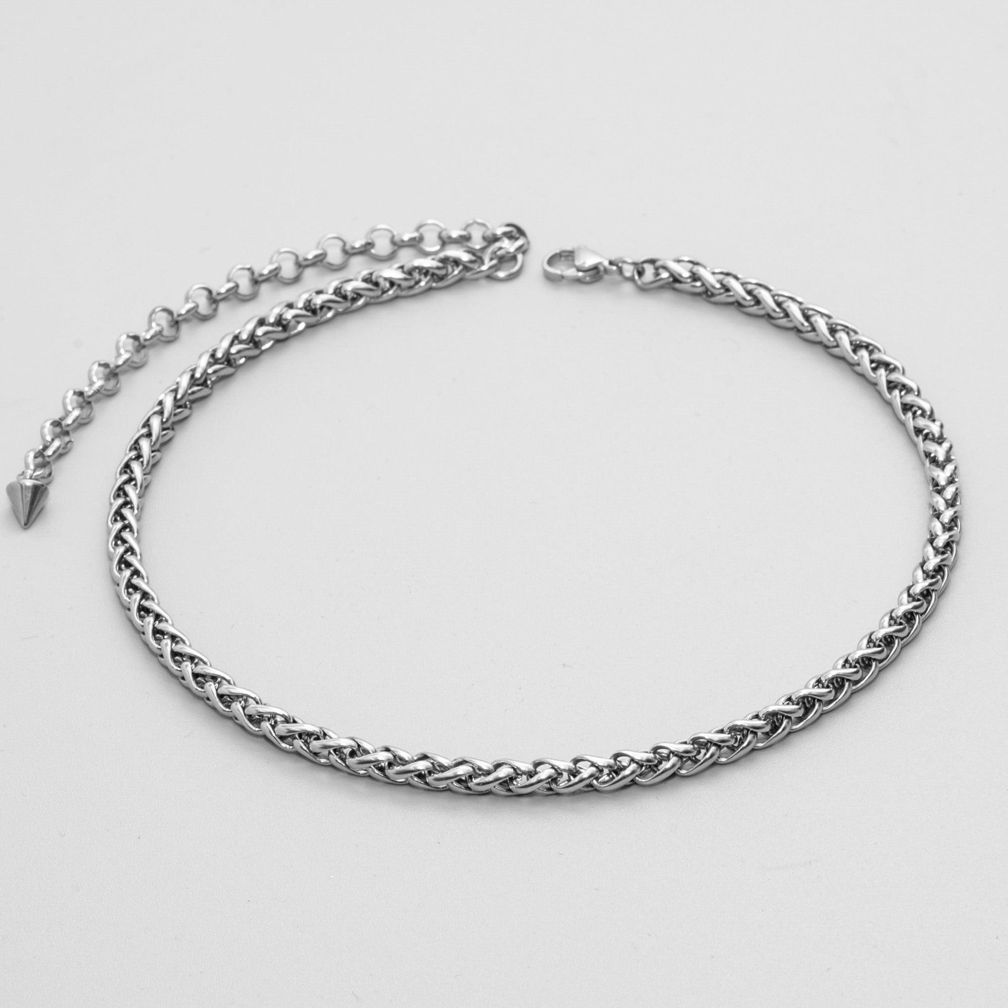 Chunky 5mm Foxtail choker necklace in silver stainless steel