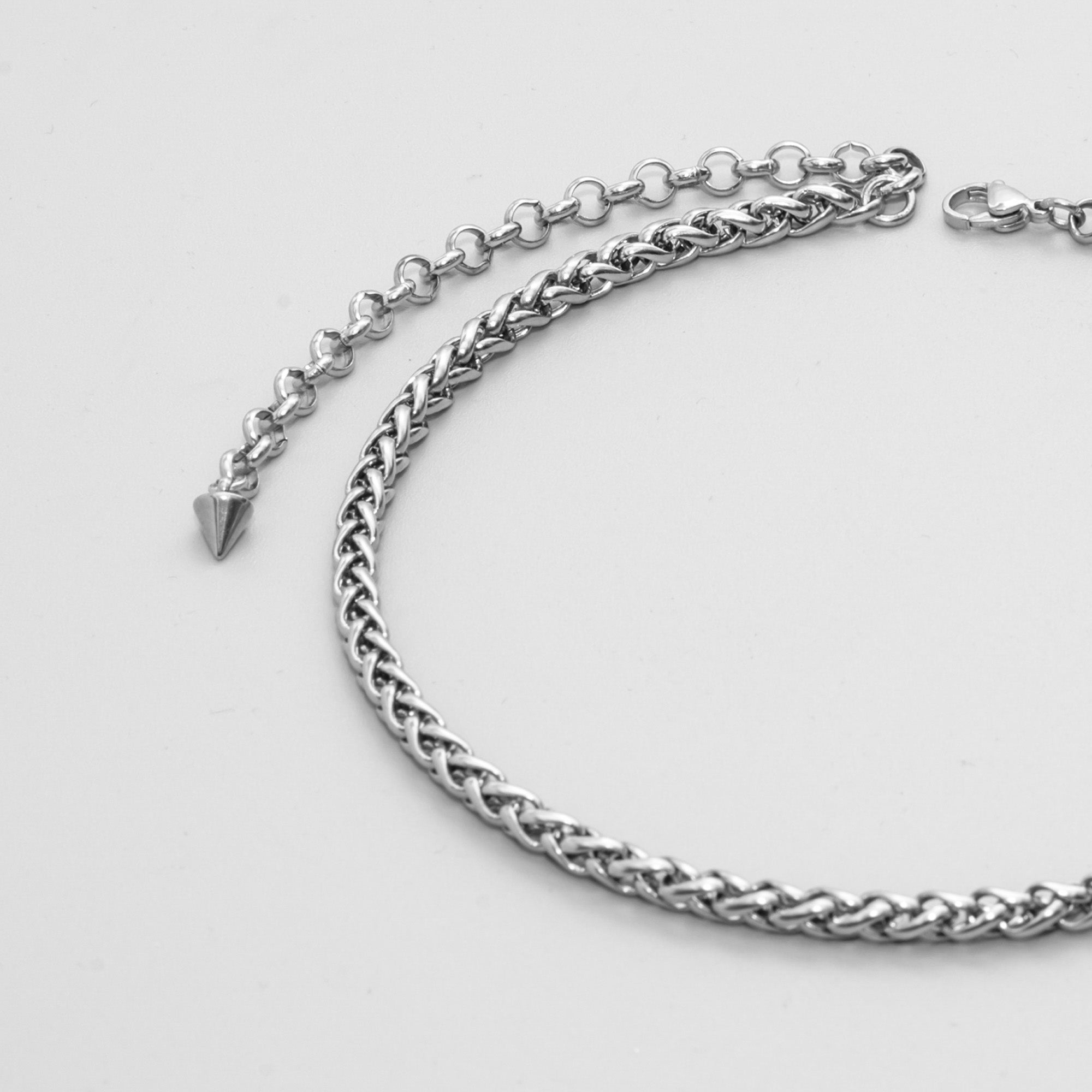 Chunky 5mm Foxtail choker necklace in silver stainless steel