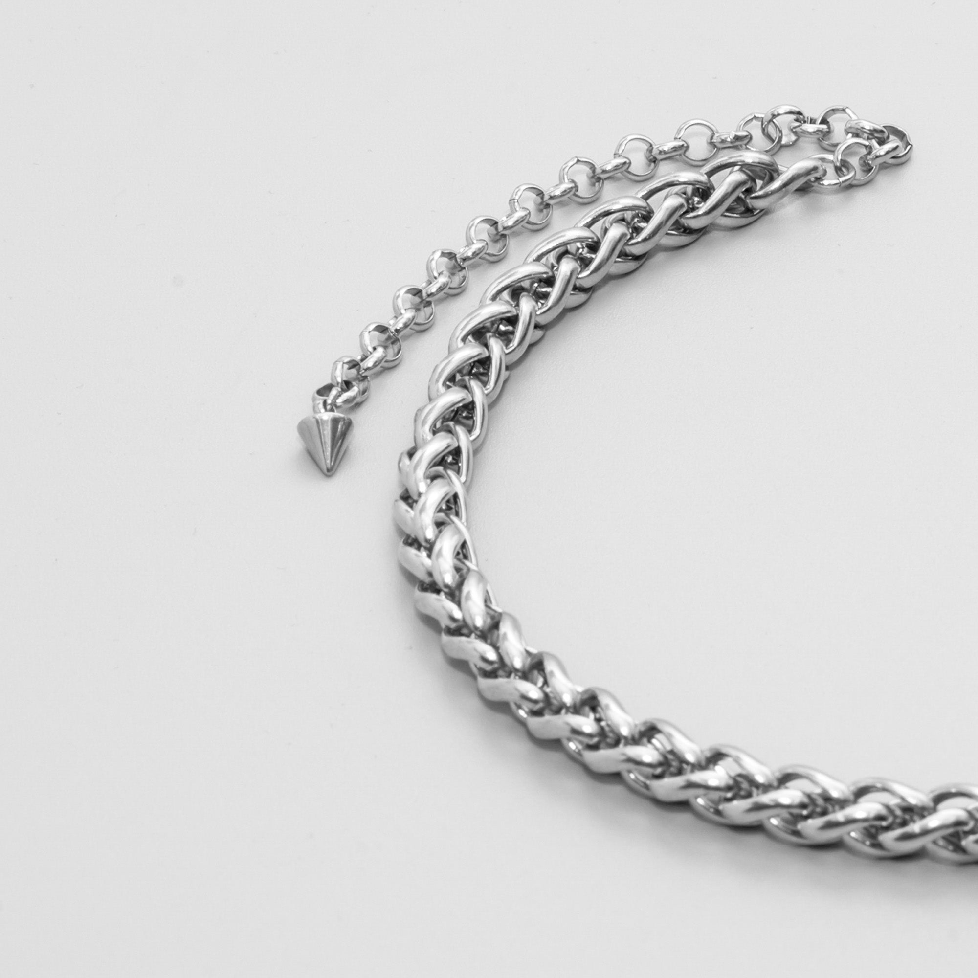 Chunky 8mm Foxtail choker necklace in silver stainless steel