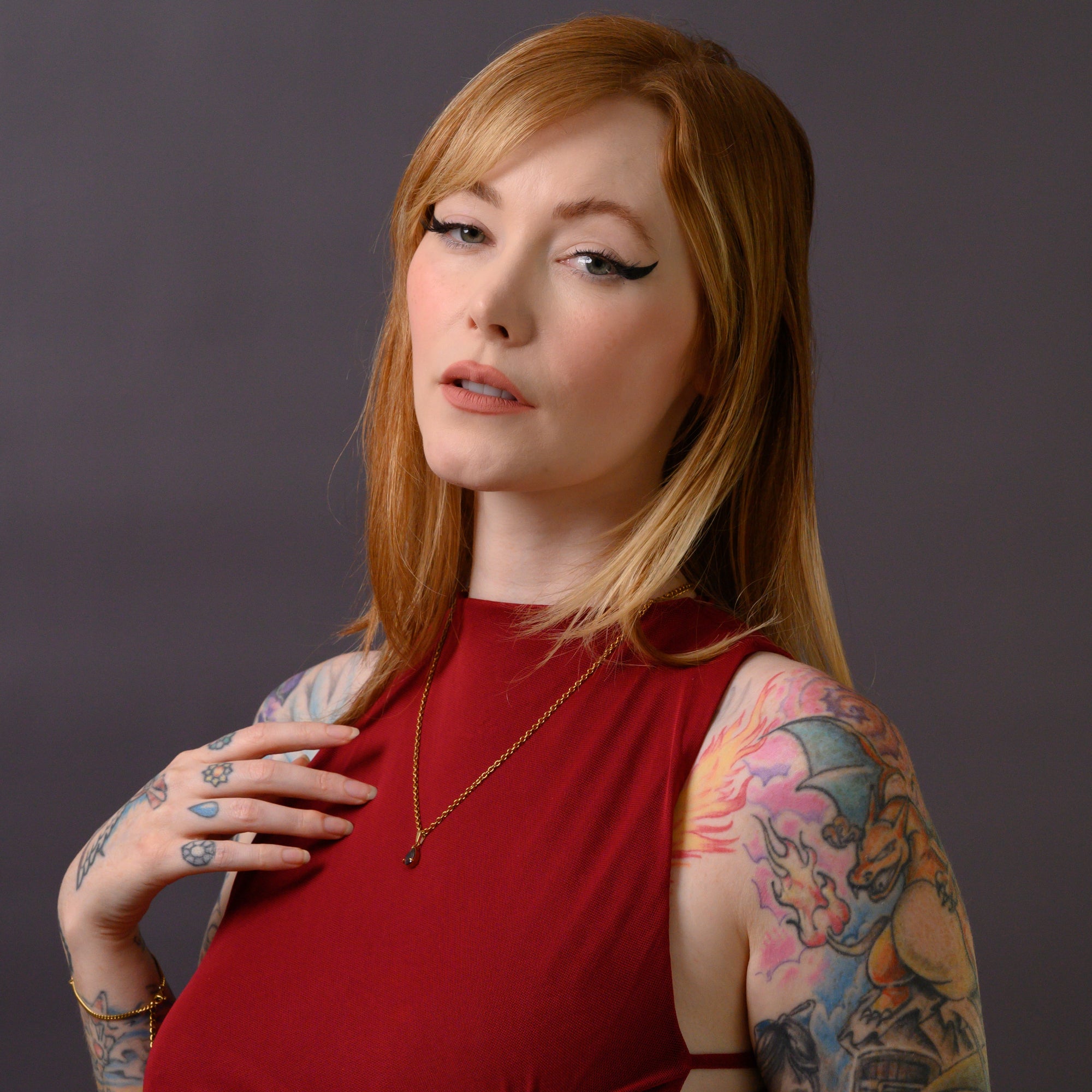 January Birthstone Red Garnet necklace in Gold