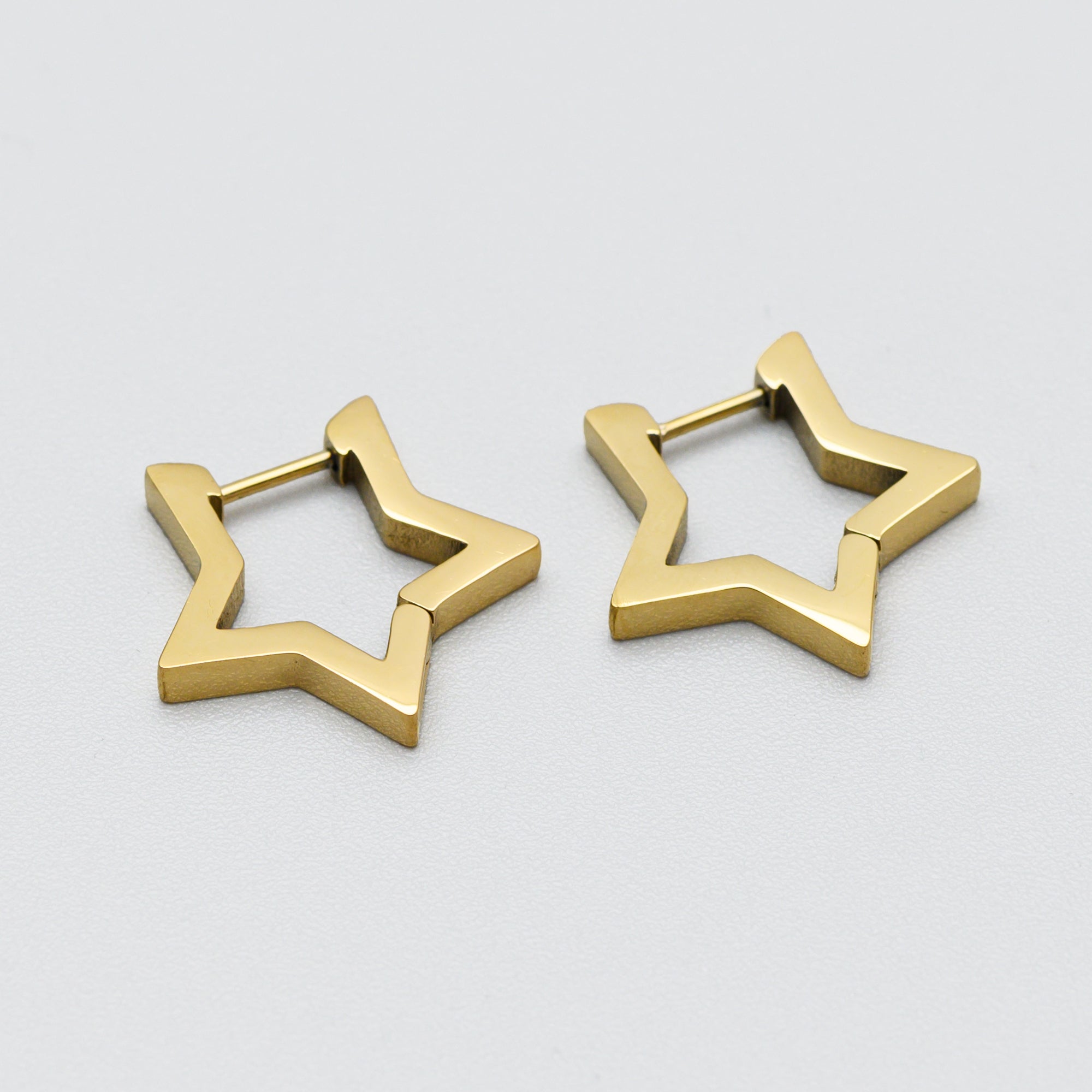 Gold star hoop earrings 