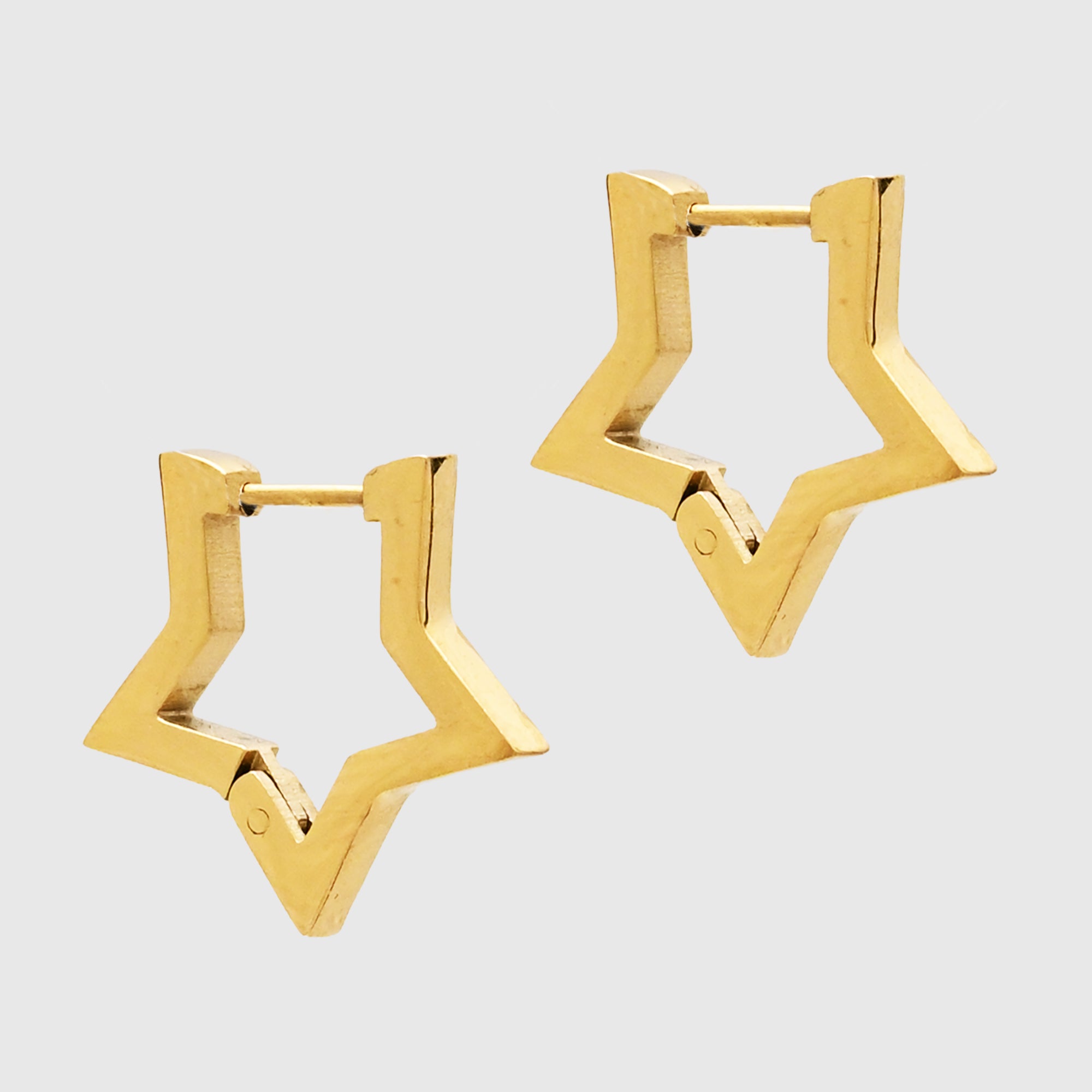 Gold star huggie hoop earrings