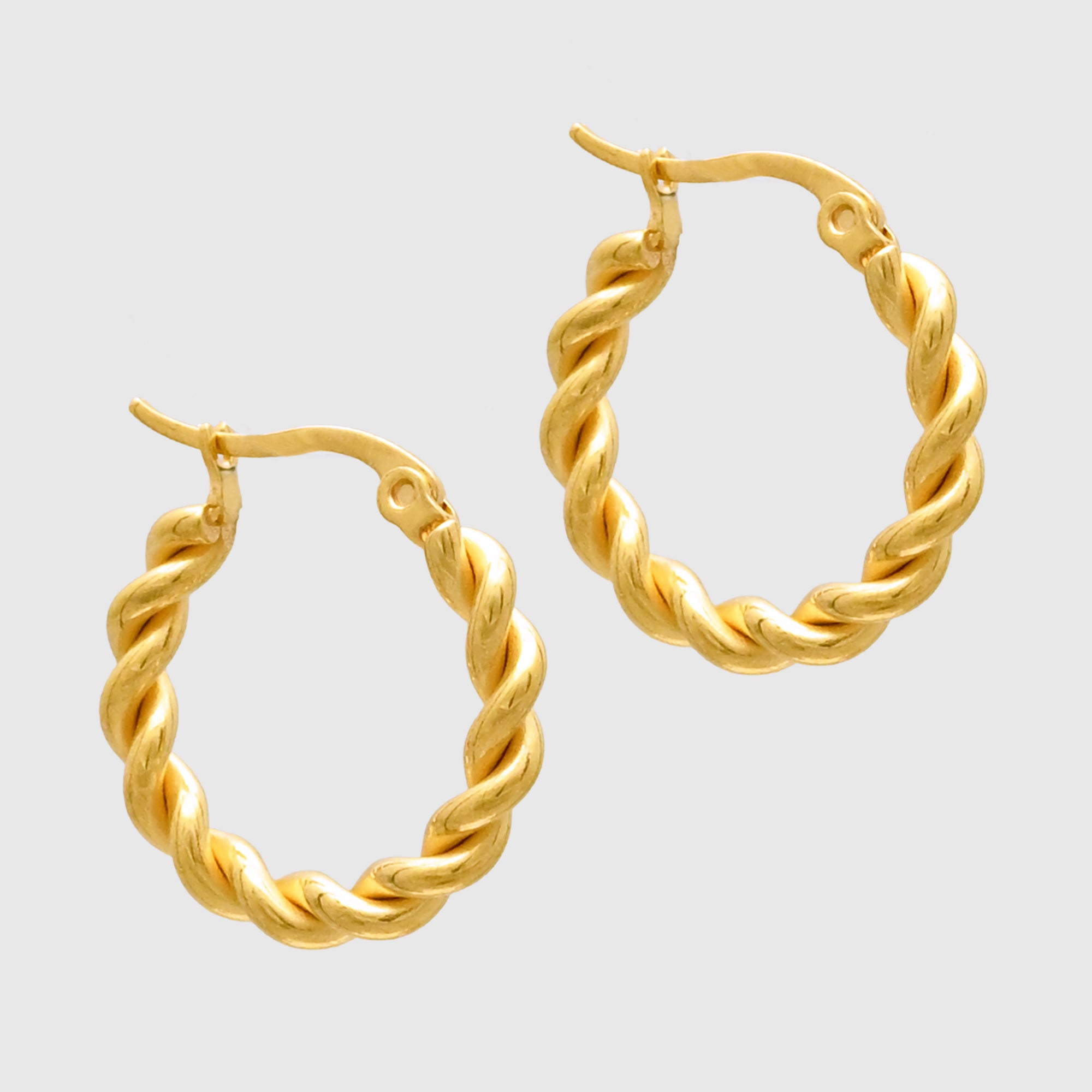 Gold Twisted Hoop Earrings 