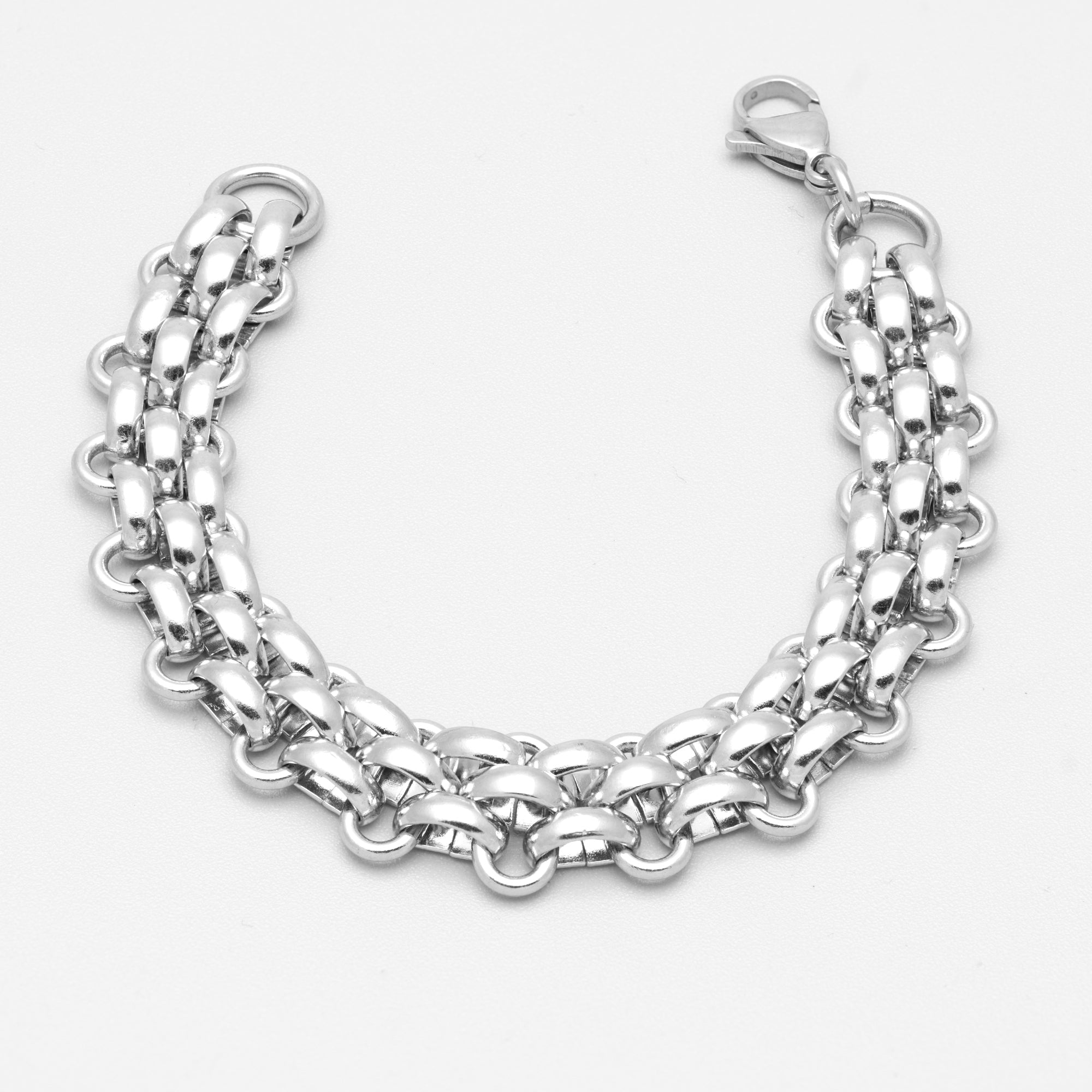 chunky silver gothic chainmail bracelet 15mm wide