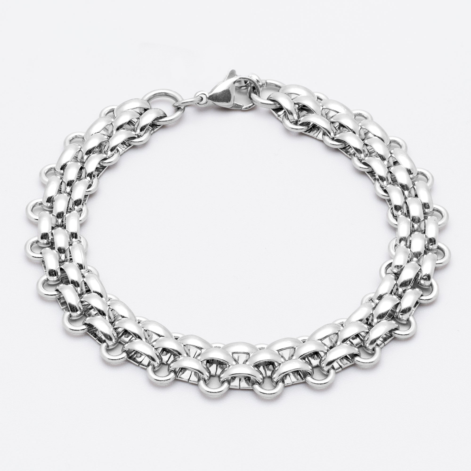 chunky silver gothic chainmail bracelet 15mm wide