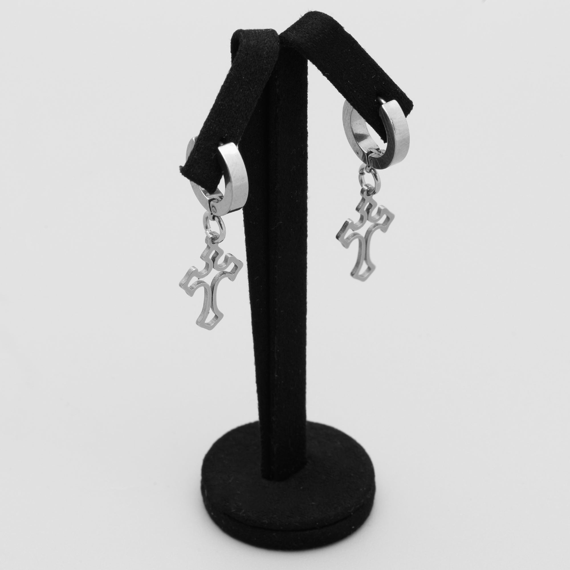 Gothic cross huggie hoop earrings