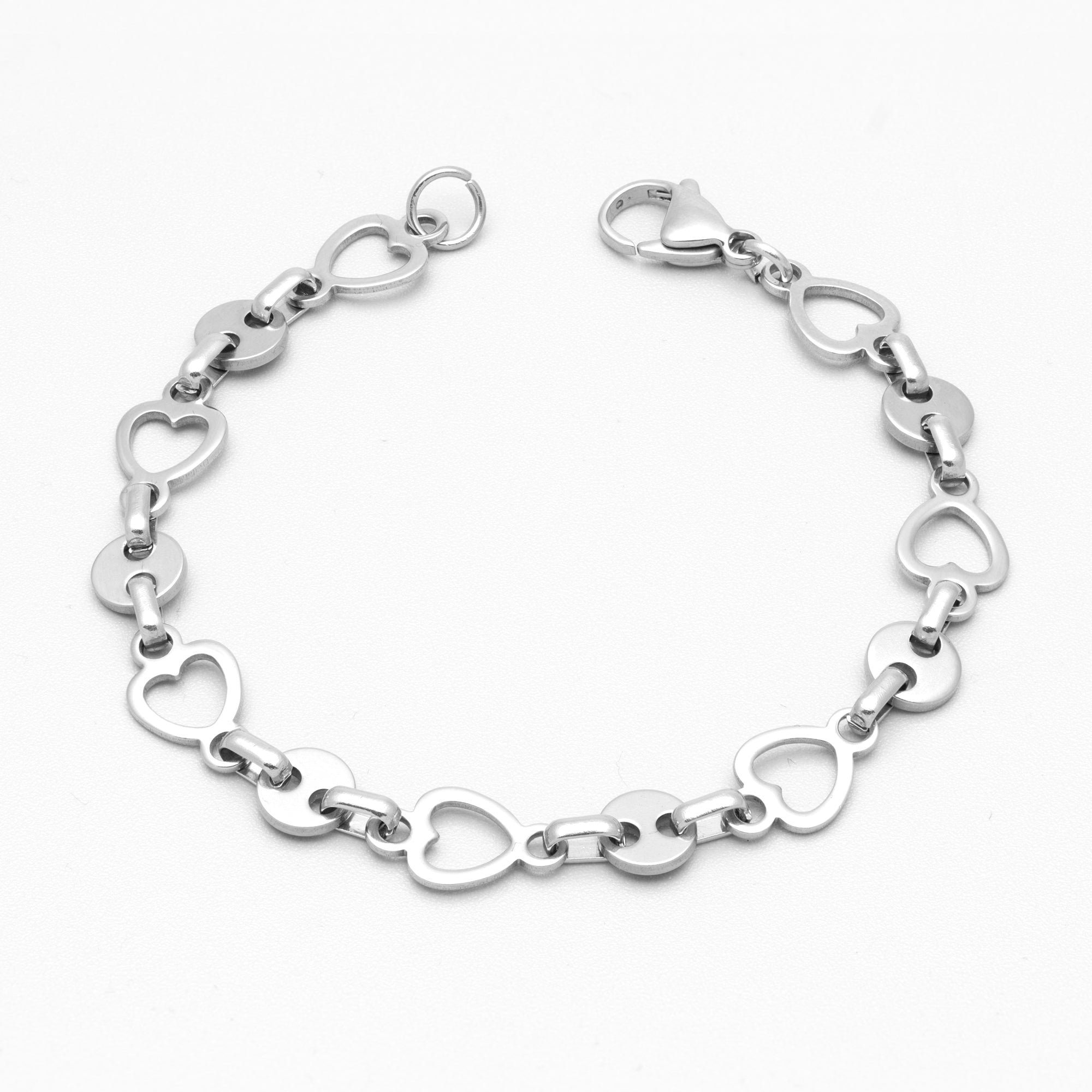 silver heart link bracelet 