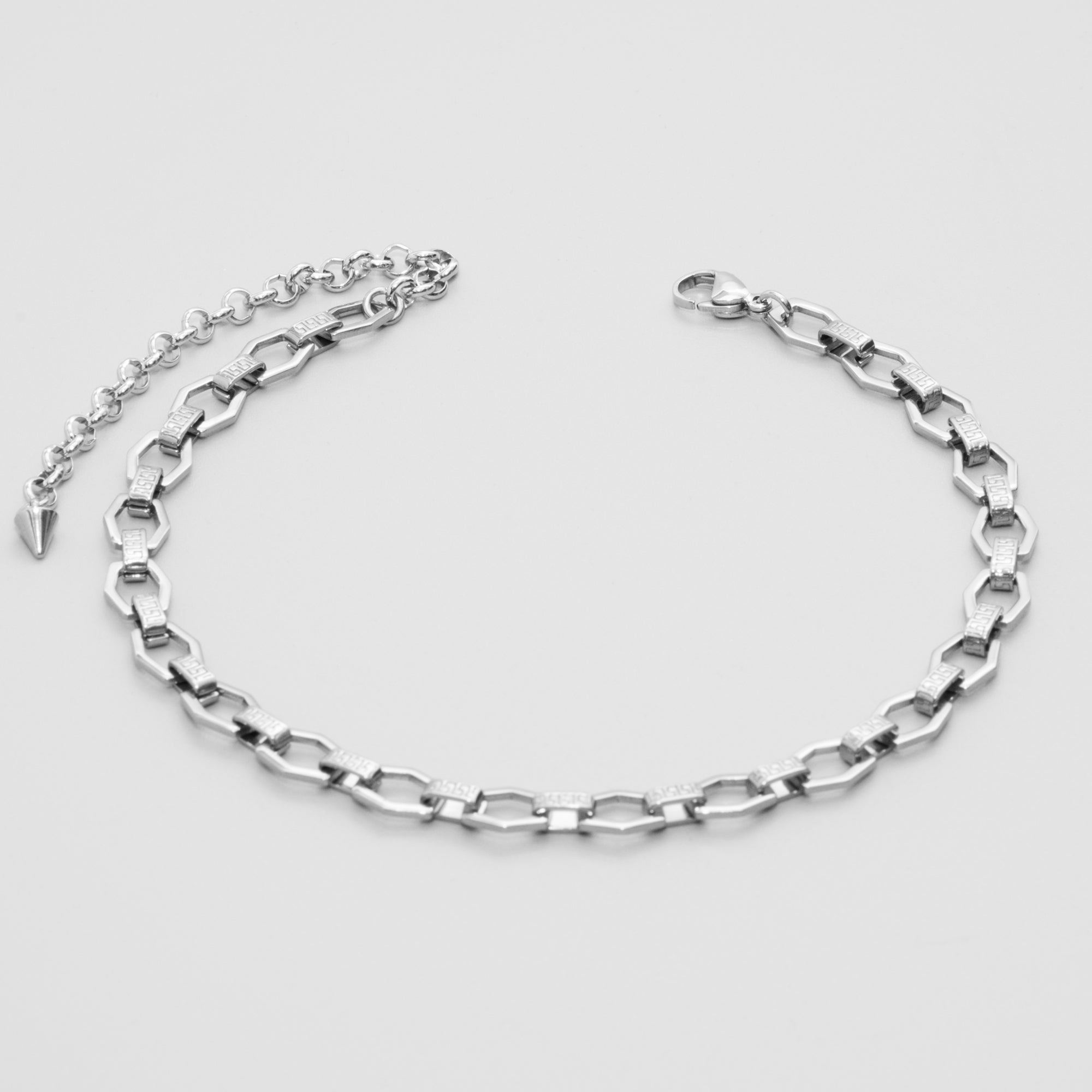 Silver stainless steel chunky hex link choker 