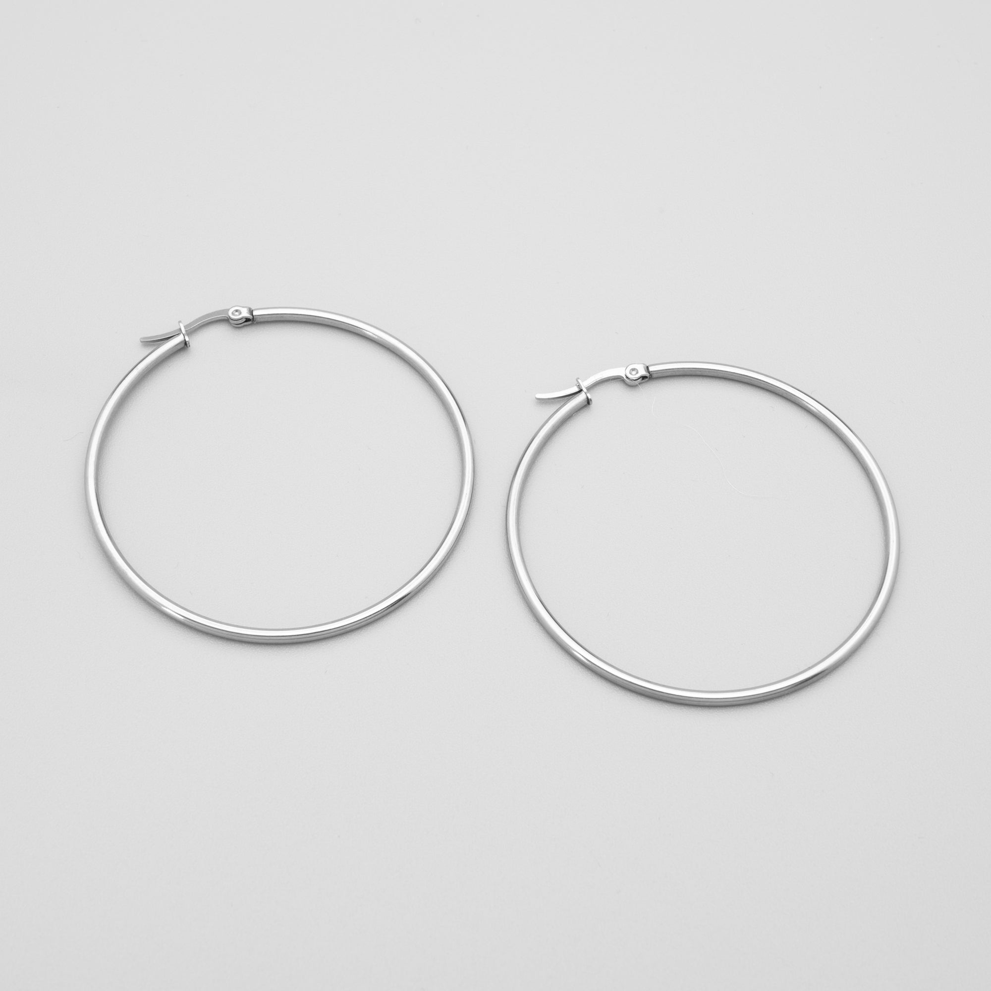 Extra Large Plain Hoop Earrings 55mm (Silver)