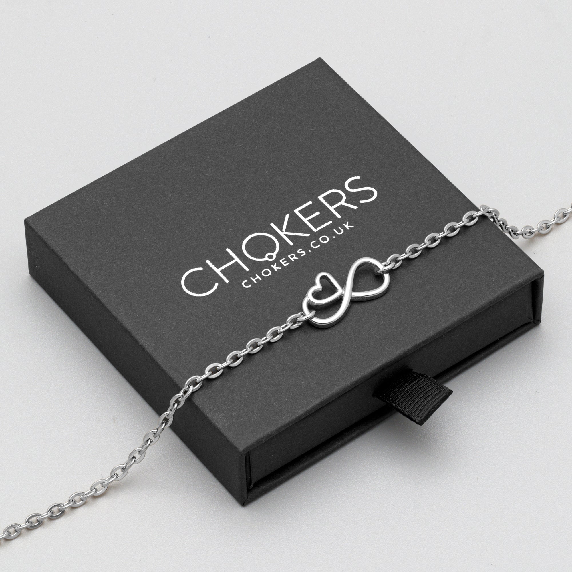 Infinity Heart Day Collar - 3mm Cable Chain (Silver)