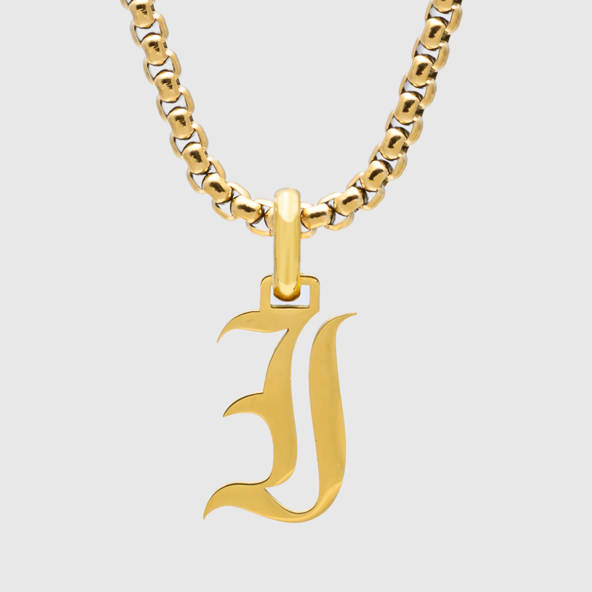 Oversized Gothic Initial I Necklace (Gold)