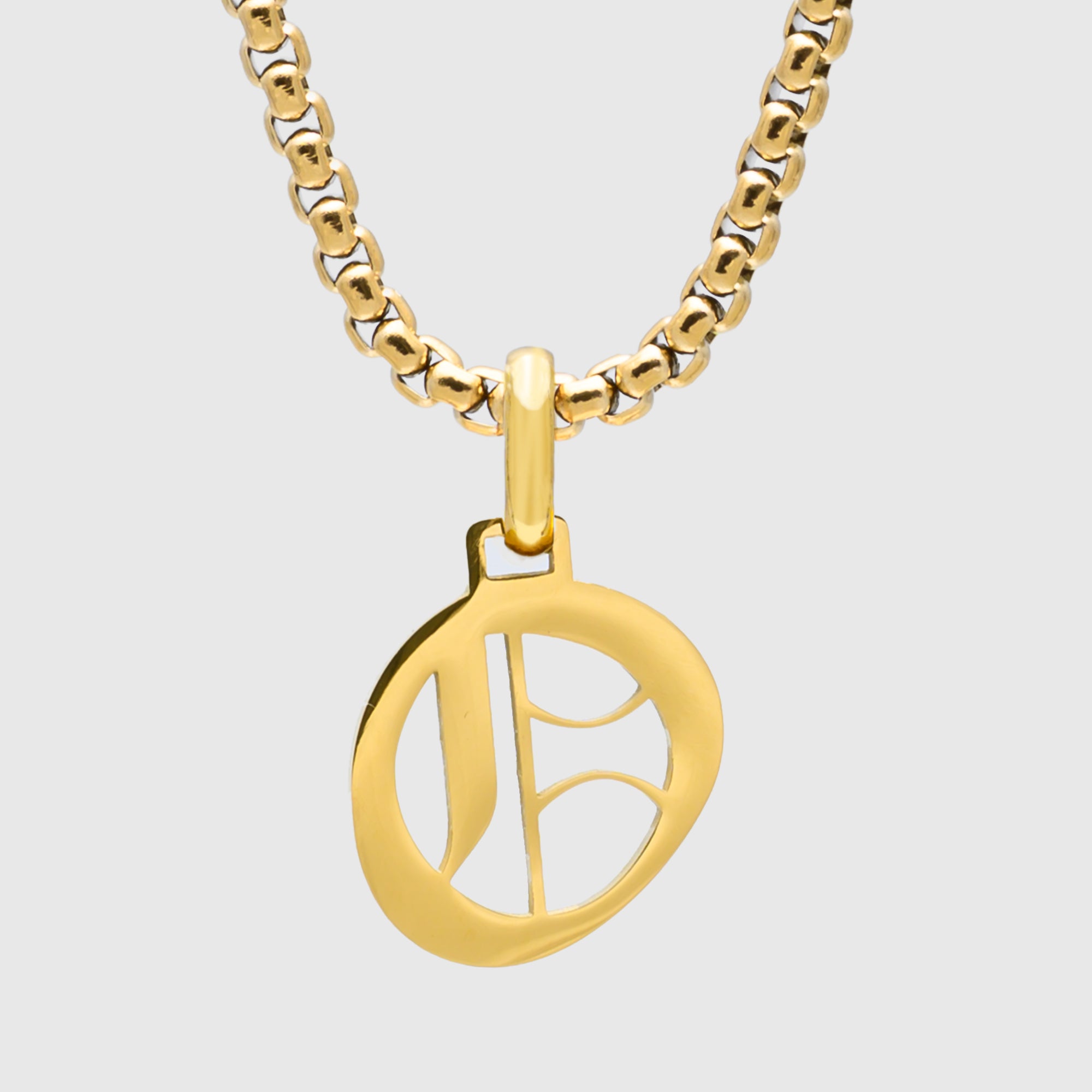 Large Gold Gothic style Initial letter O necklace in old english font 