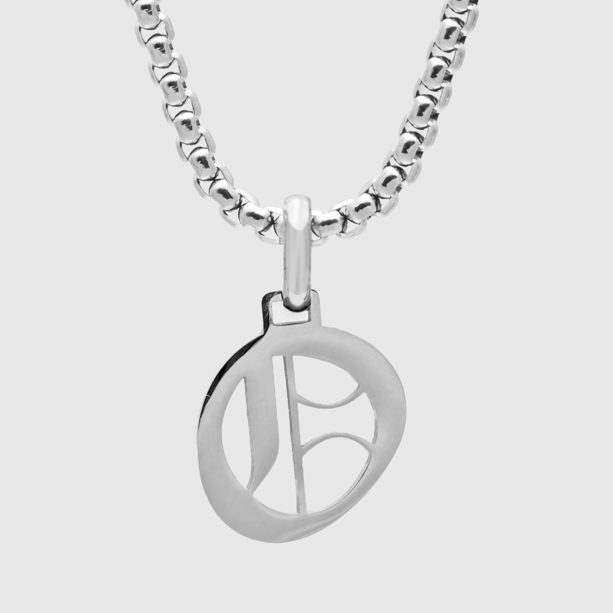 Silver Gothic style Initial letter O necklace in old english font 