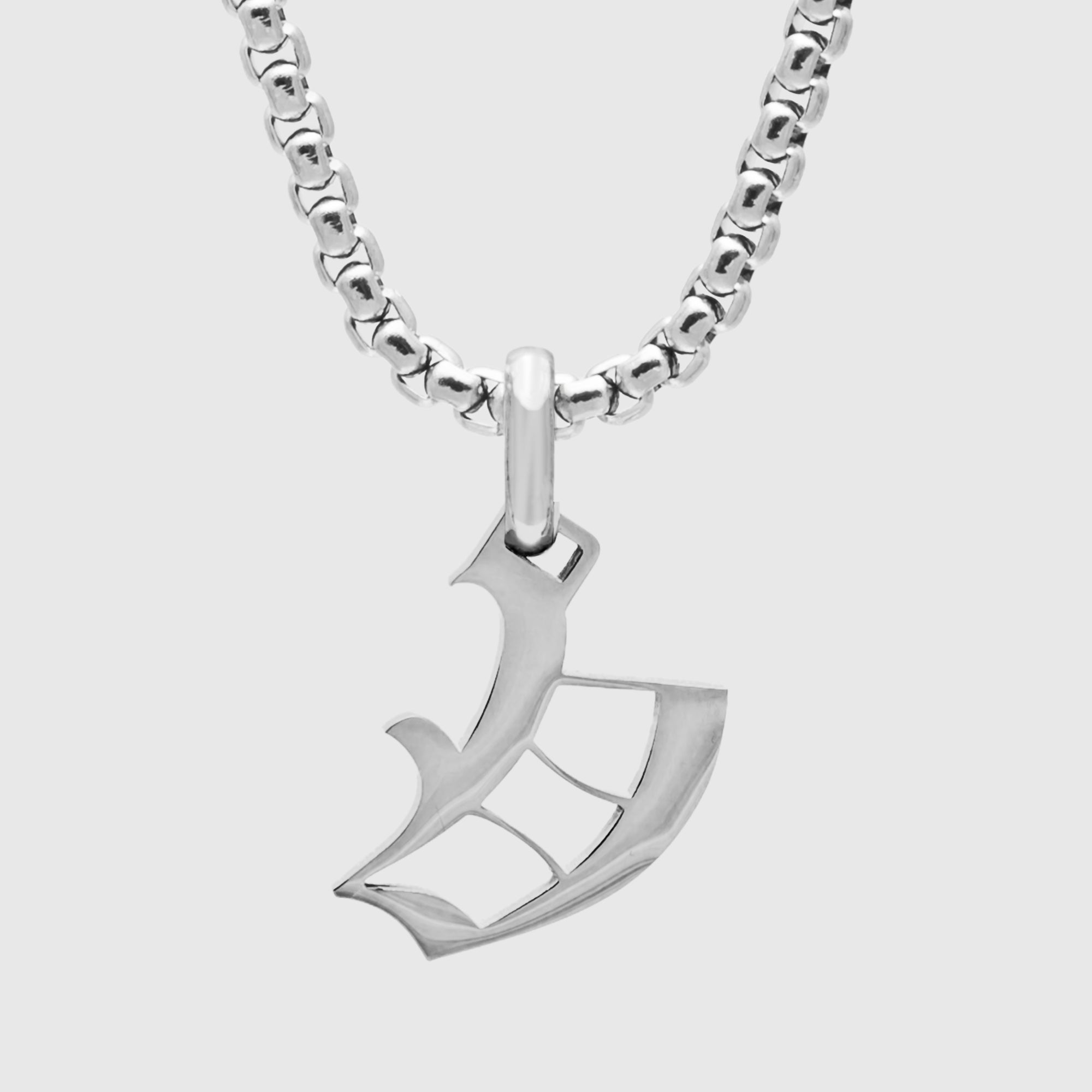 Silver Gothic style Initial letter V necklace in old english font 