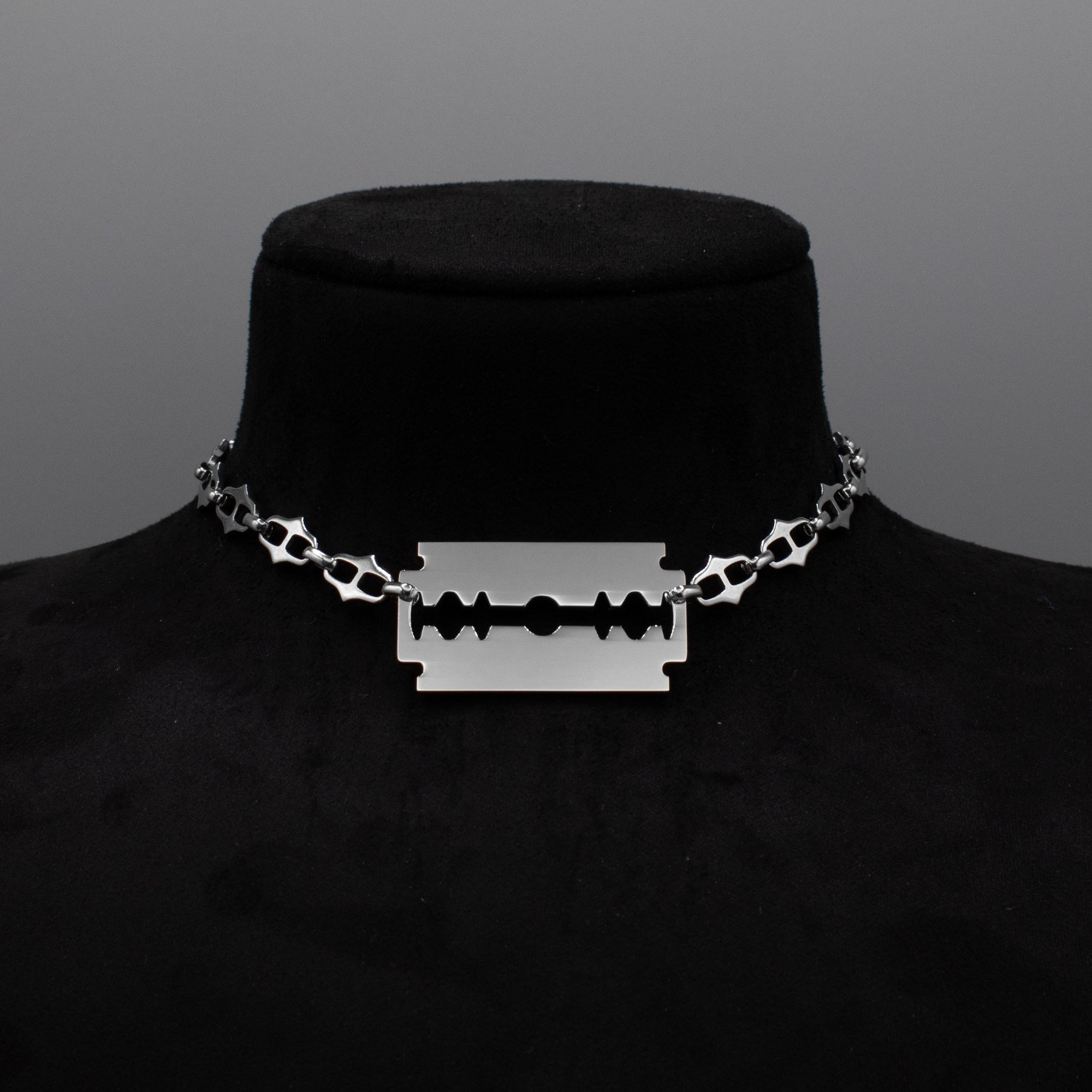 Extra Large Razor Necklace on spiky gothic chain 