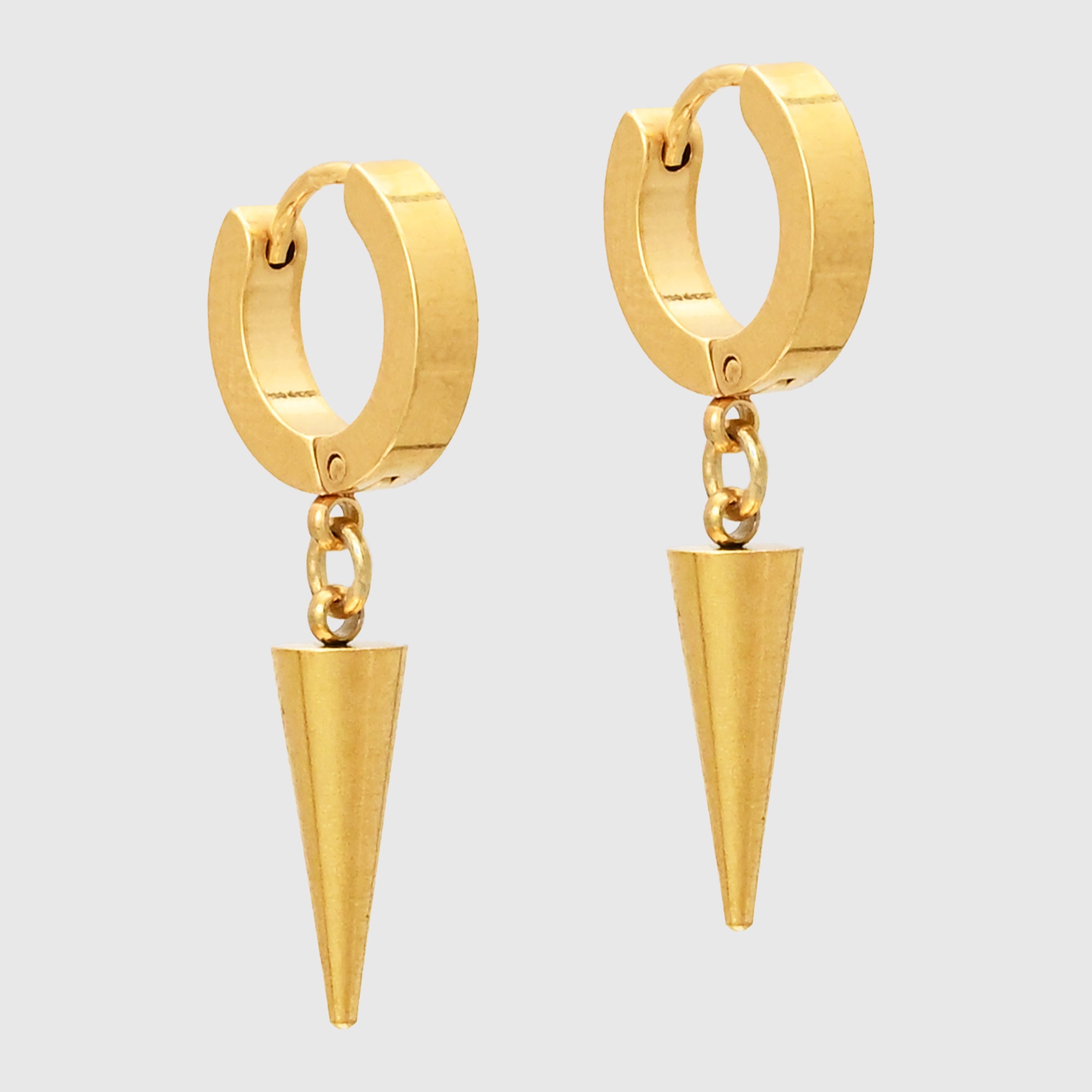 Large gold spike huggie earrings 