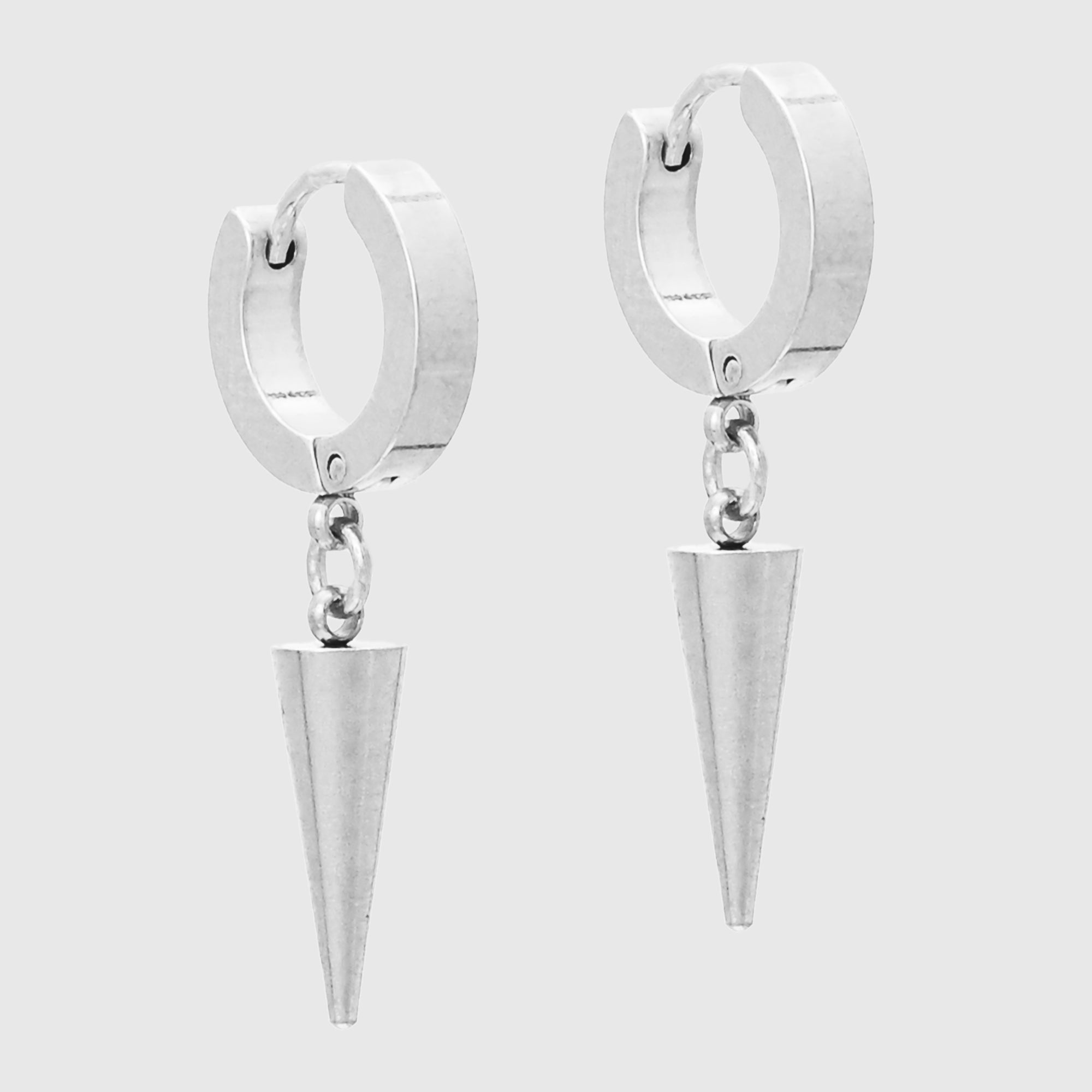 Large Spike huggie earrings in silver