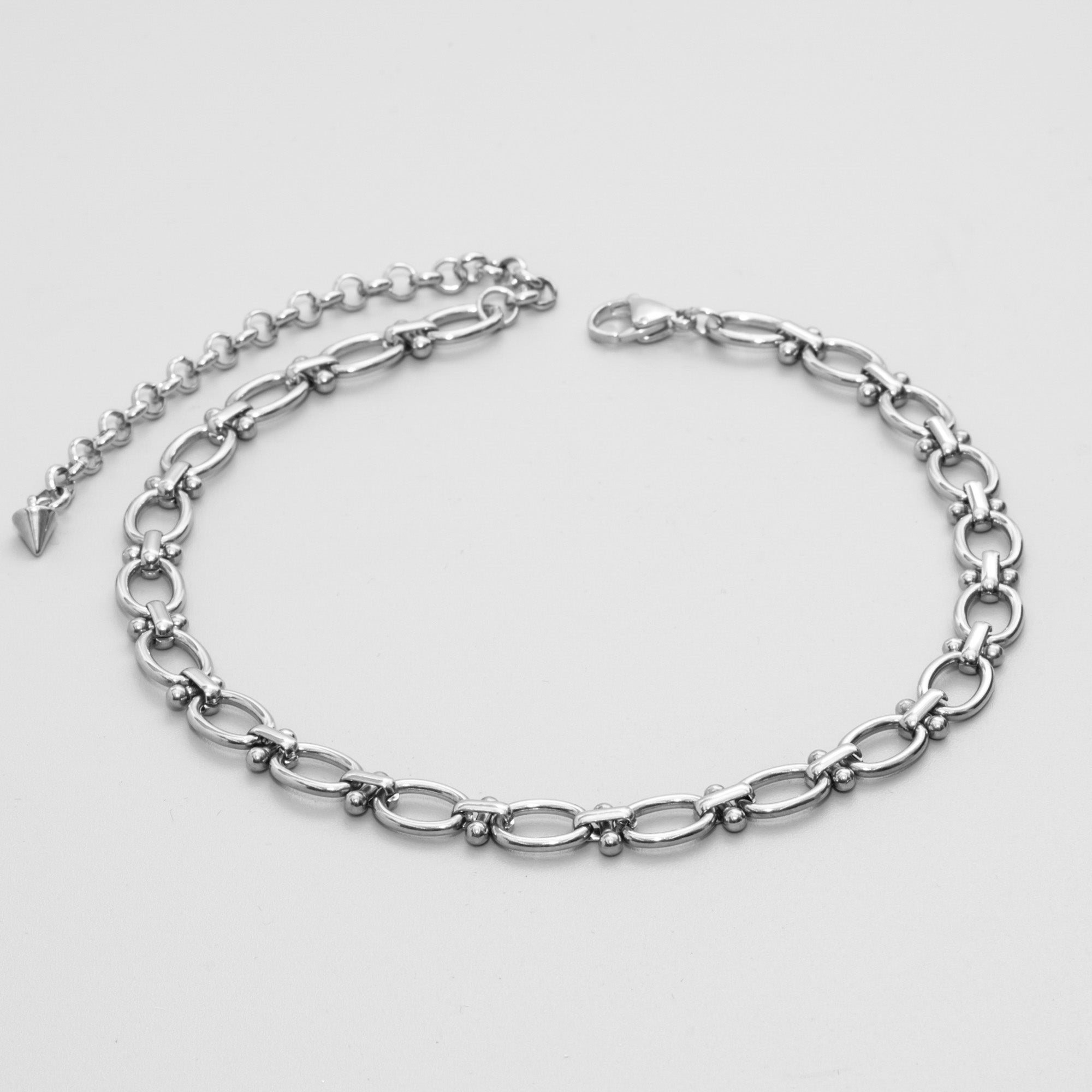 Chunky oval link chain choker necklace in silver stainless steel