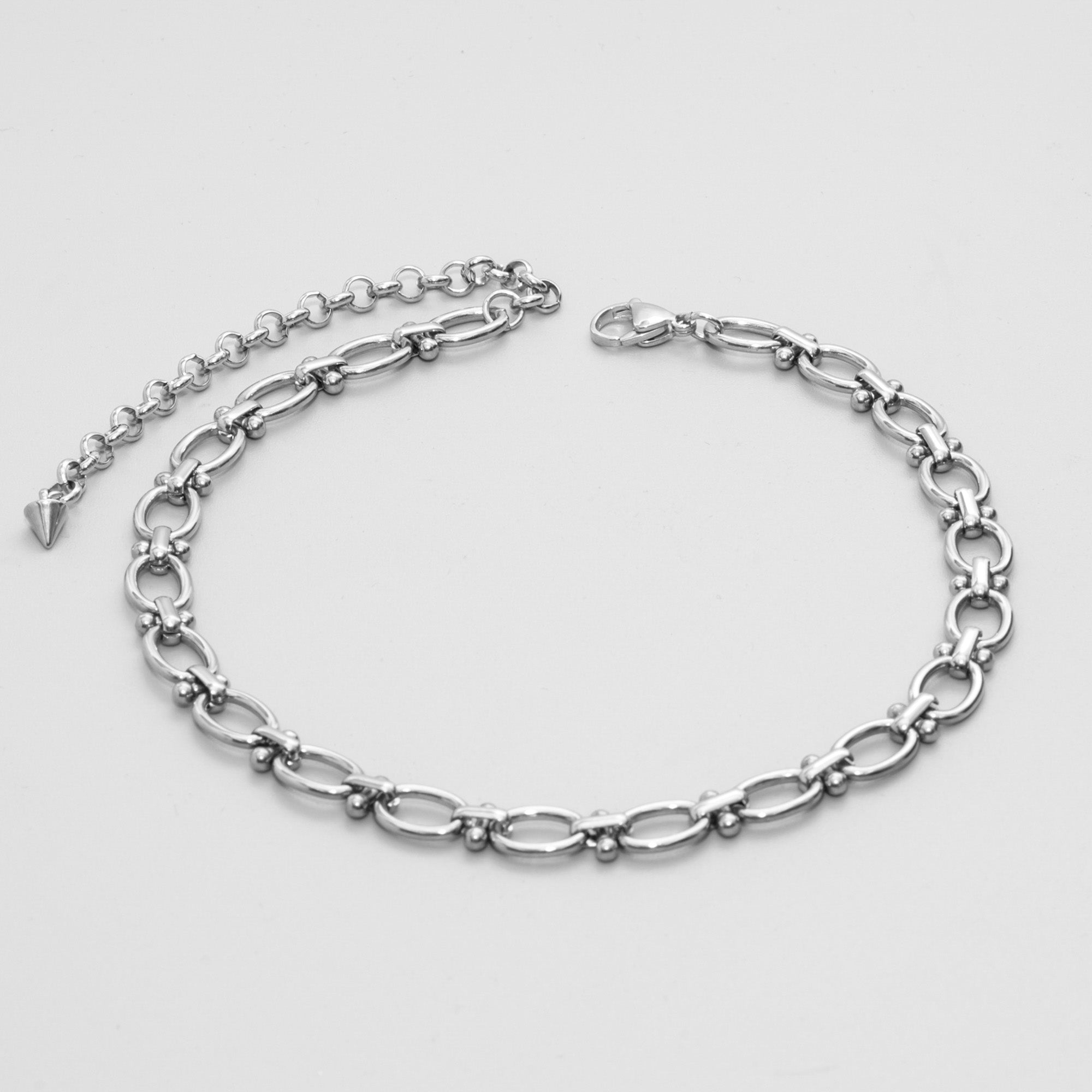 Chunky oval link chain choker necklace in silver stainless steel