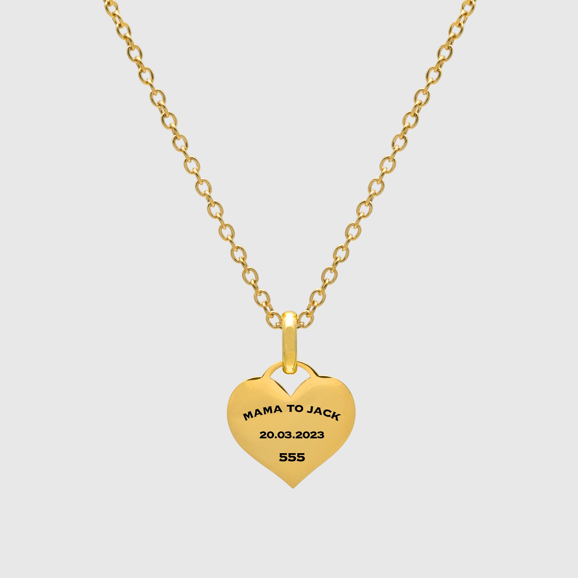 Small engraved heart pendant necklace in Gold 