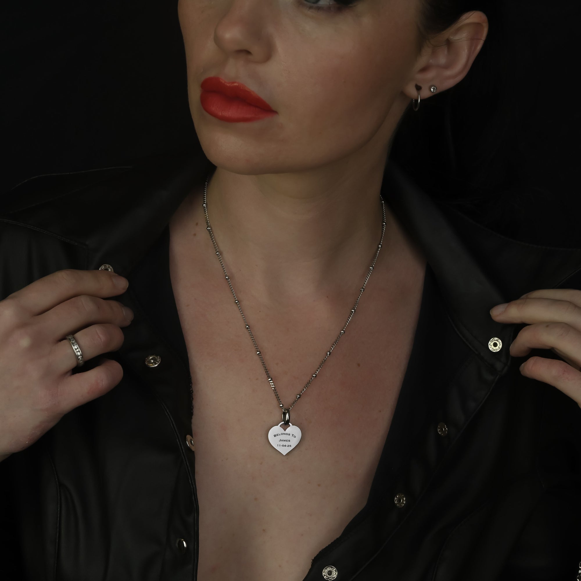 Small Soulbound Custom Engraved Heart Pendant Necklace (Silver)
