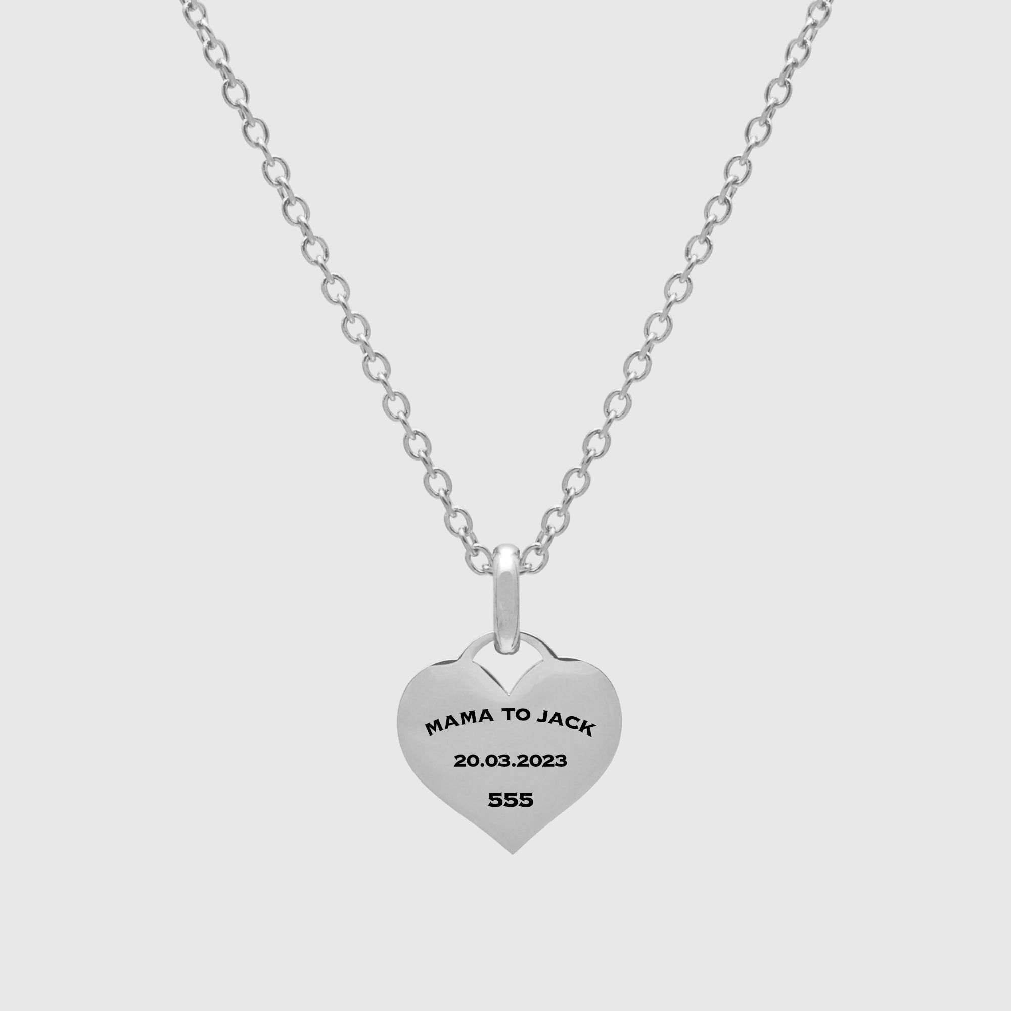 Small Soulbound Custom Engraved Heart Pendant Necklace (Silver)
