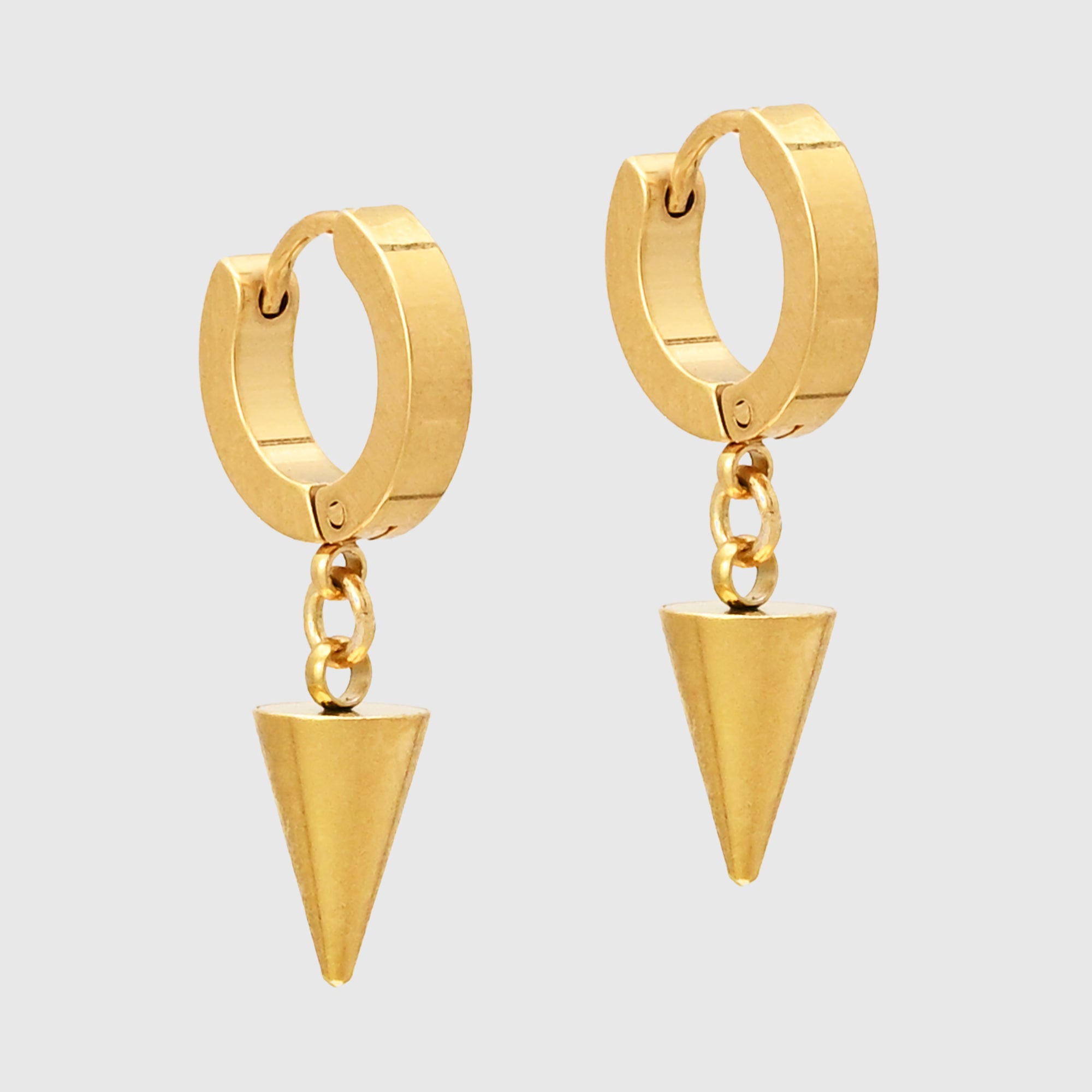 Medium gold spike huggie earrings 