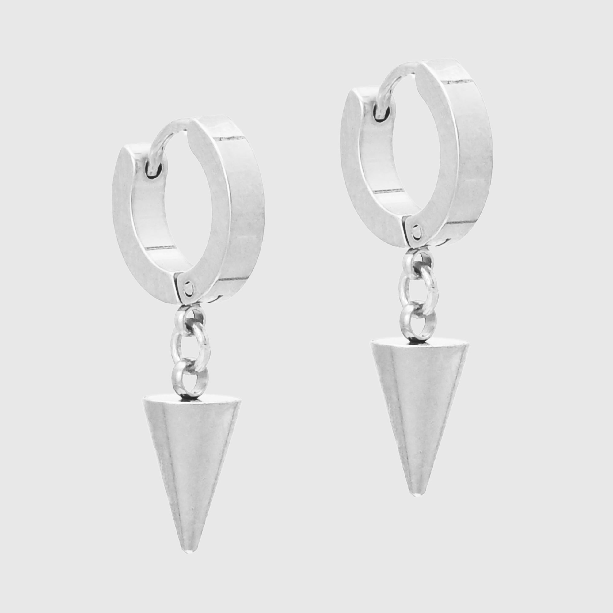 Medium spike huggie earrings in silver