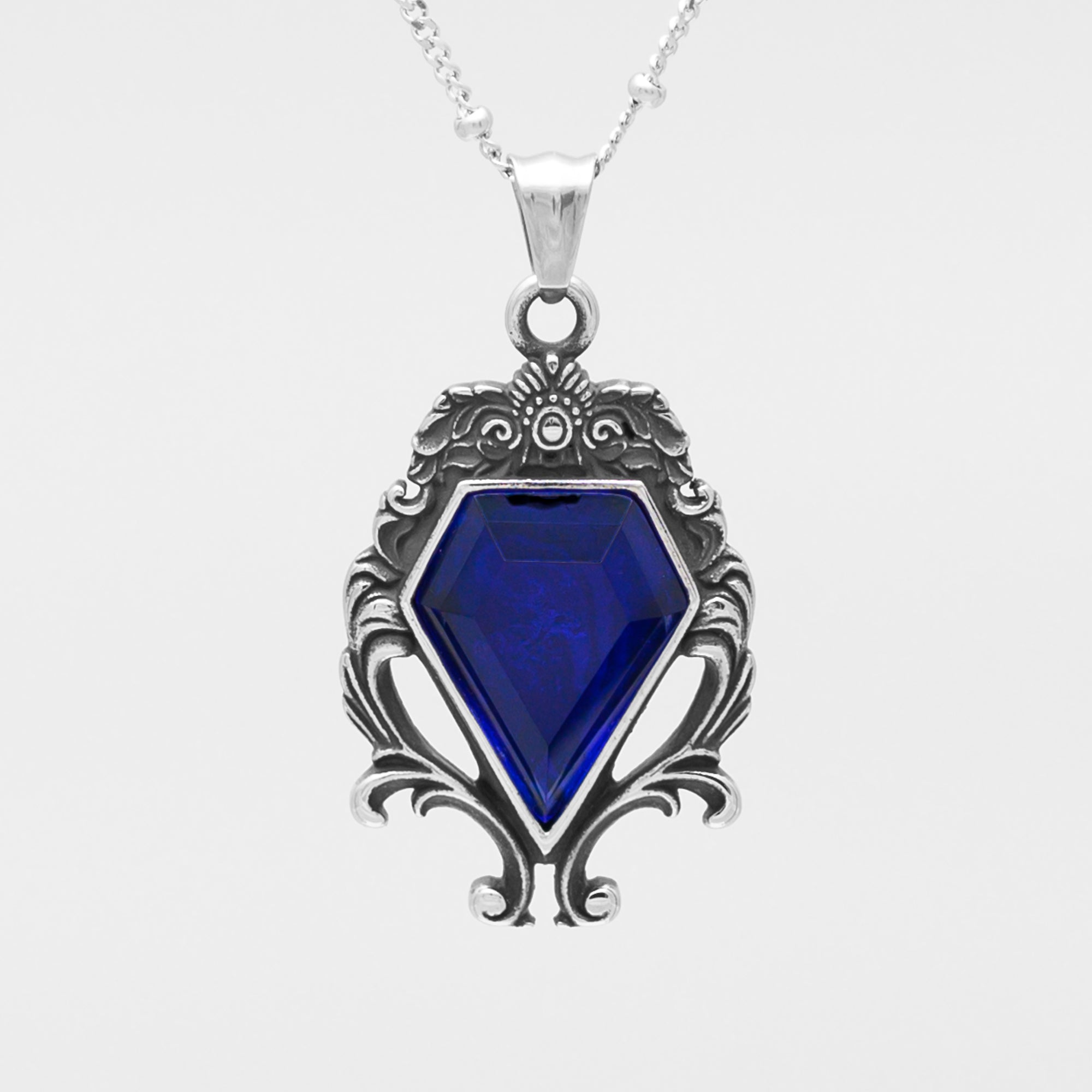 Cobalt Blue Keeper Pendant Necklace (Silver)