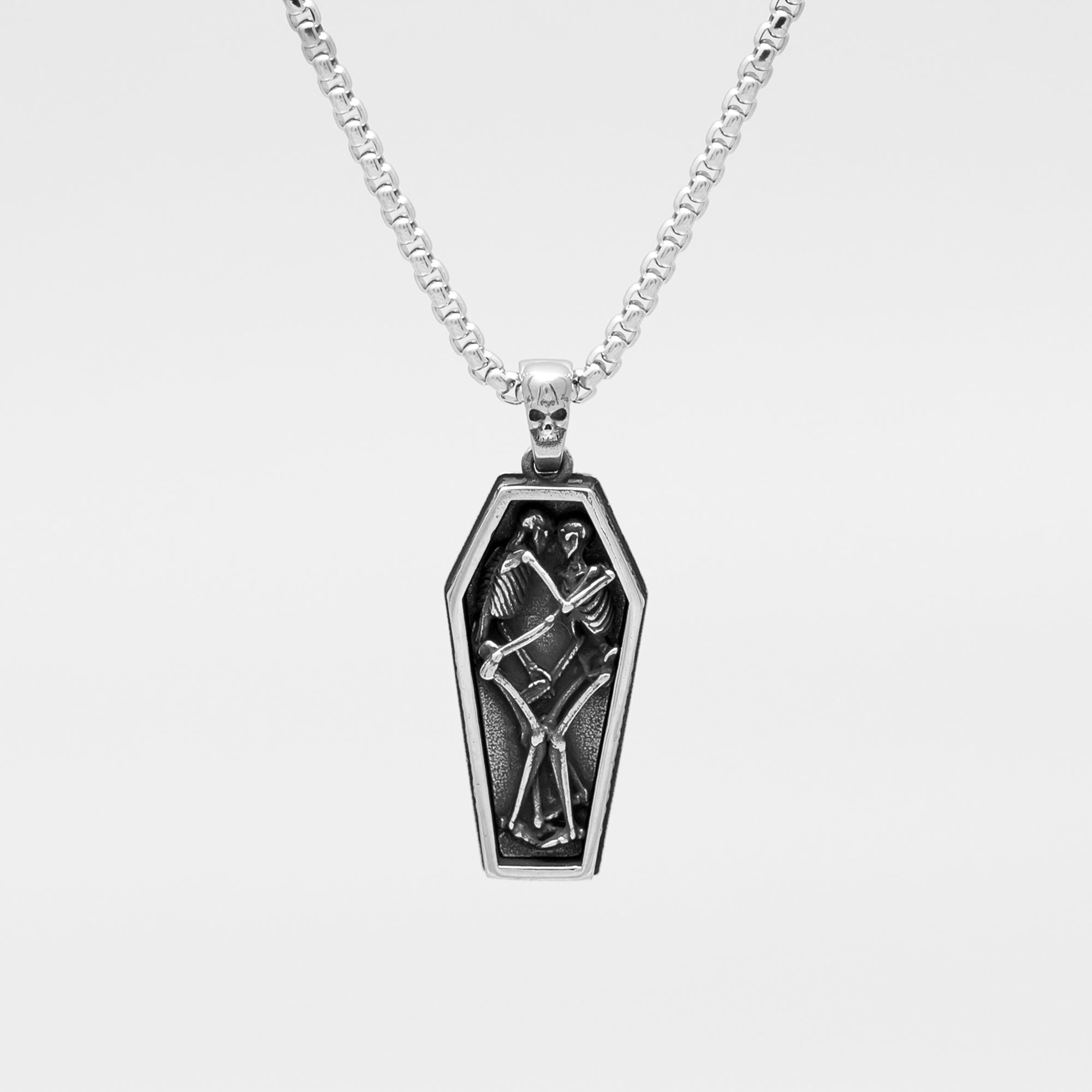 Until Then Gothic Coffin Pendant Necklace (Silver)