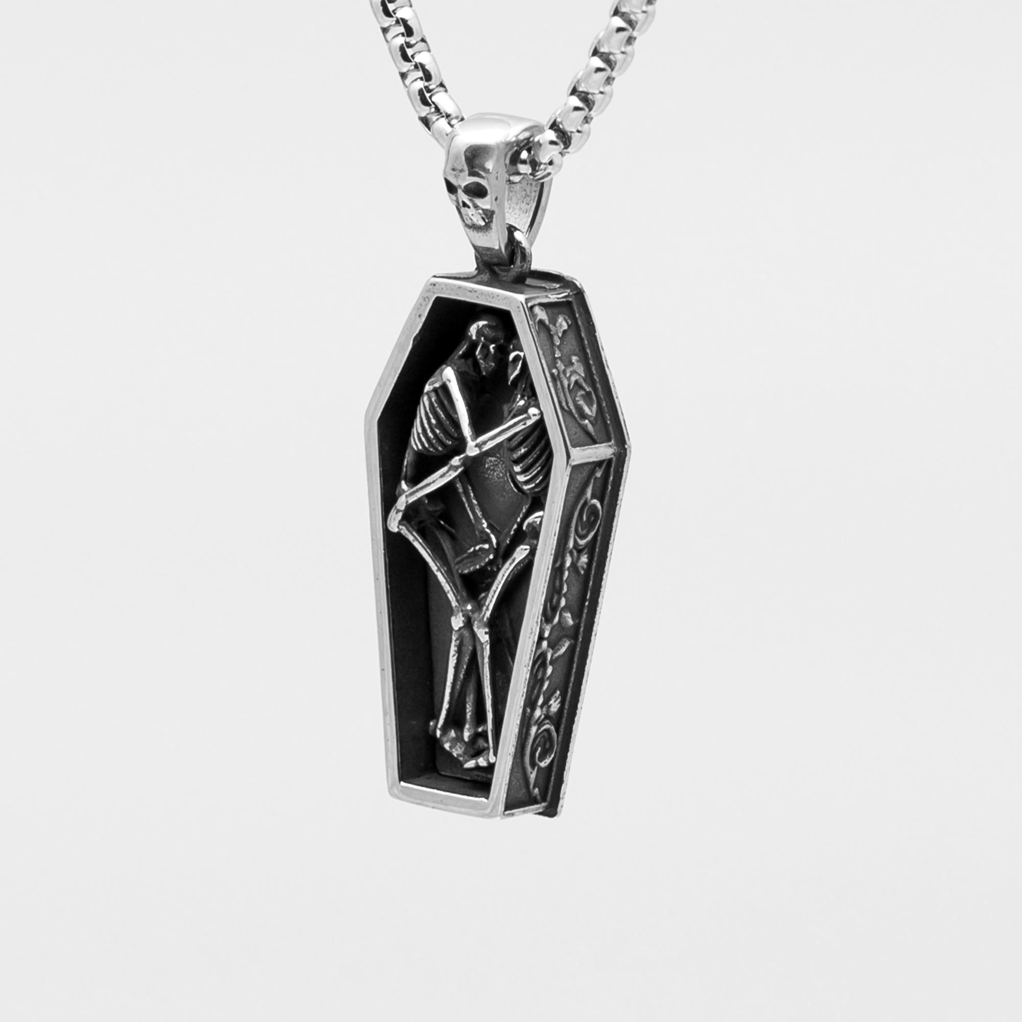 Until Then Gothic Coffin Pendant Necklace (Silver)