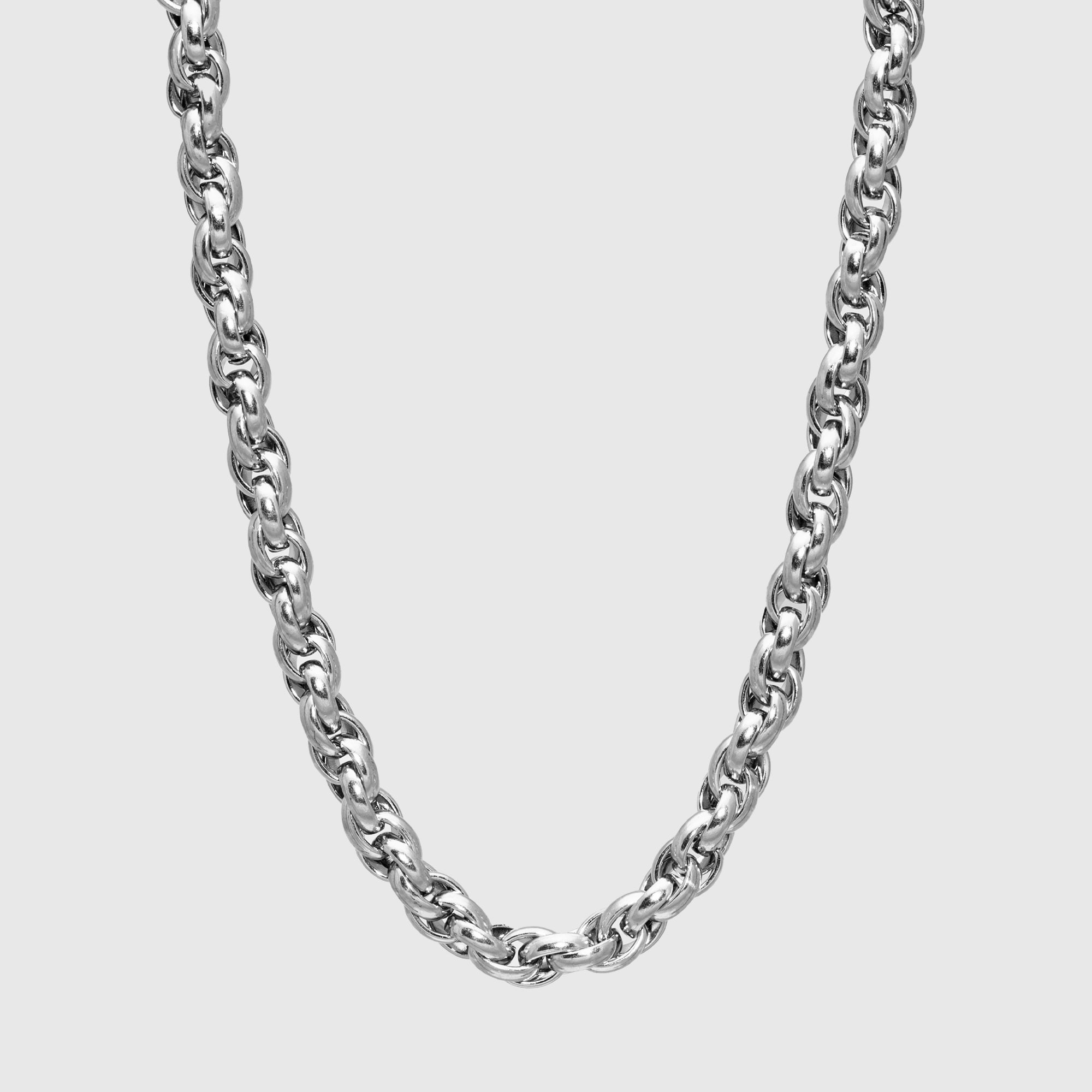 Thick and chunky rope chain necklace in silver 