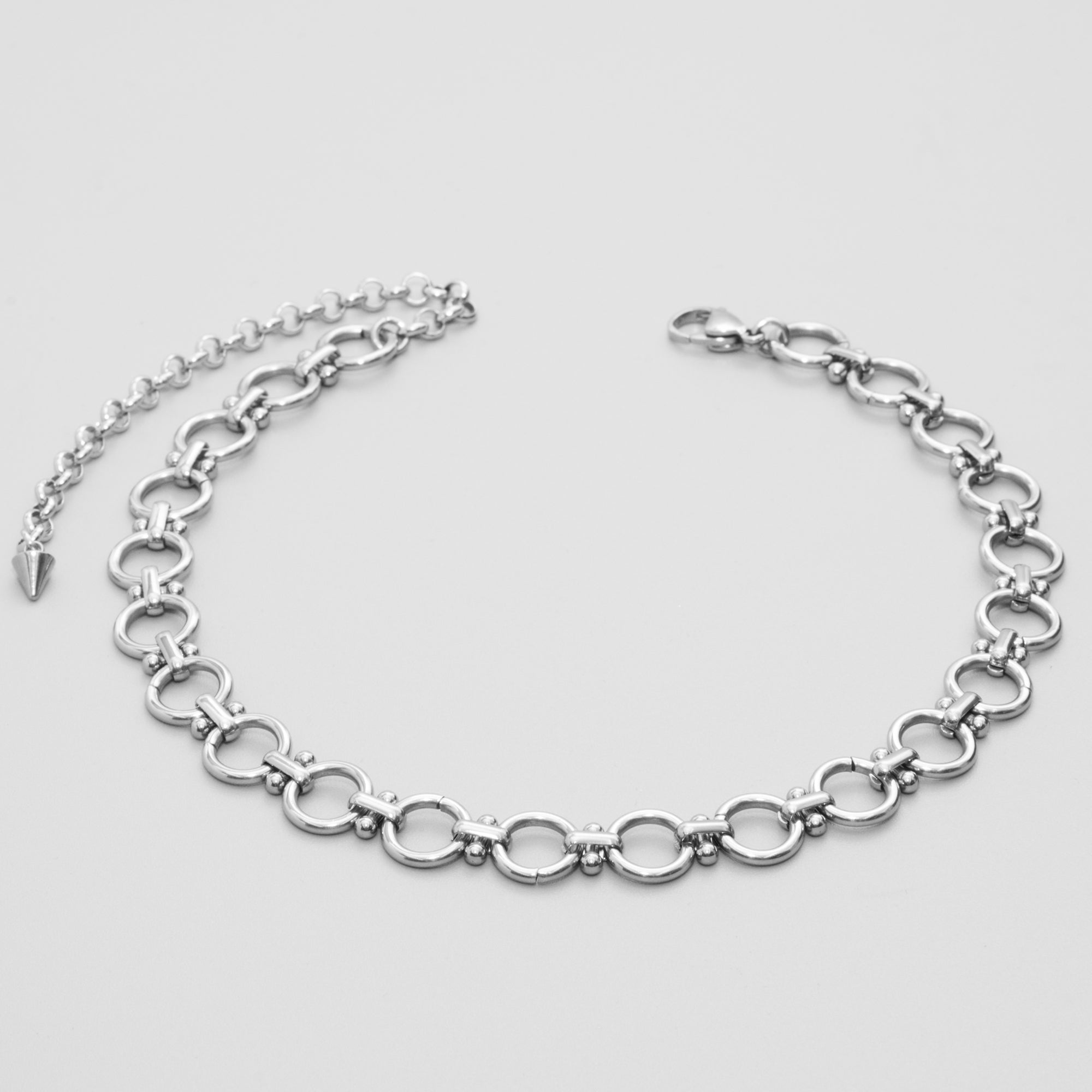 O Ring link choker chain necklace in silver stainless steel 