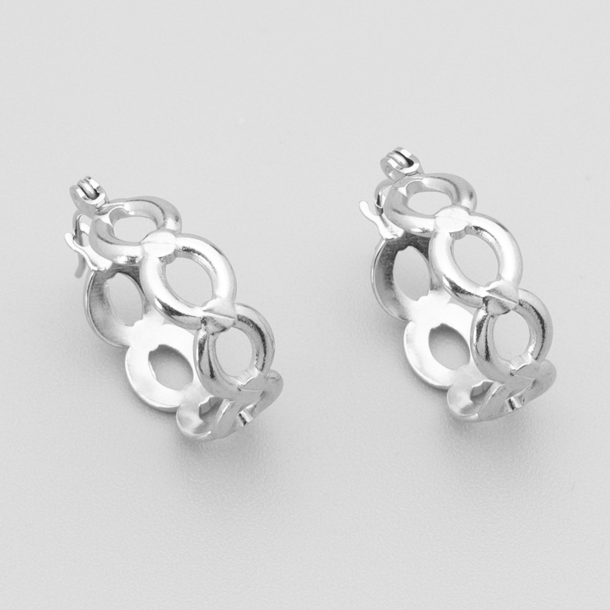 Silver oval link hoop earrings 