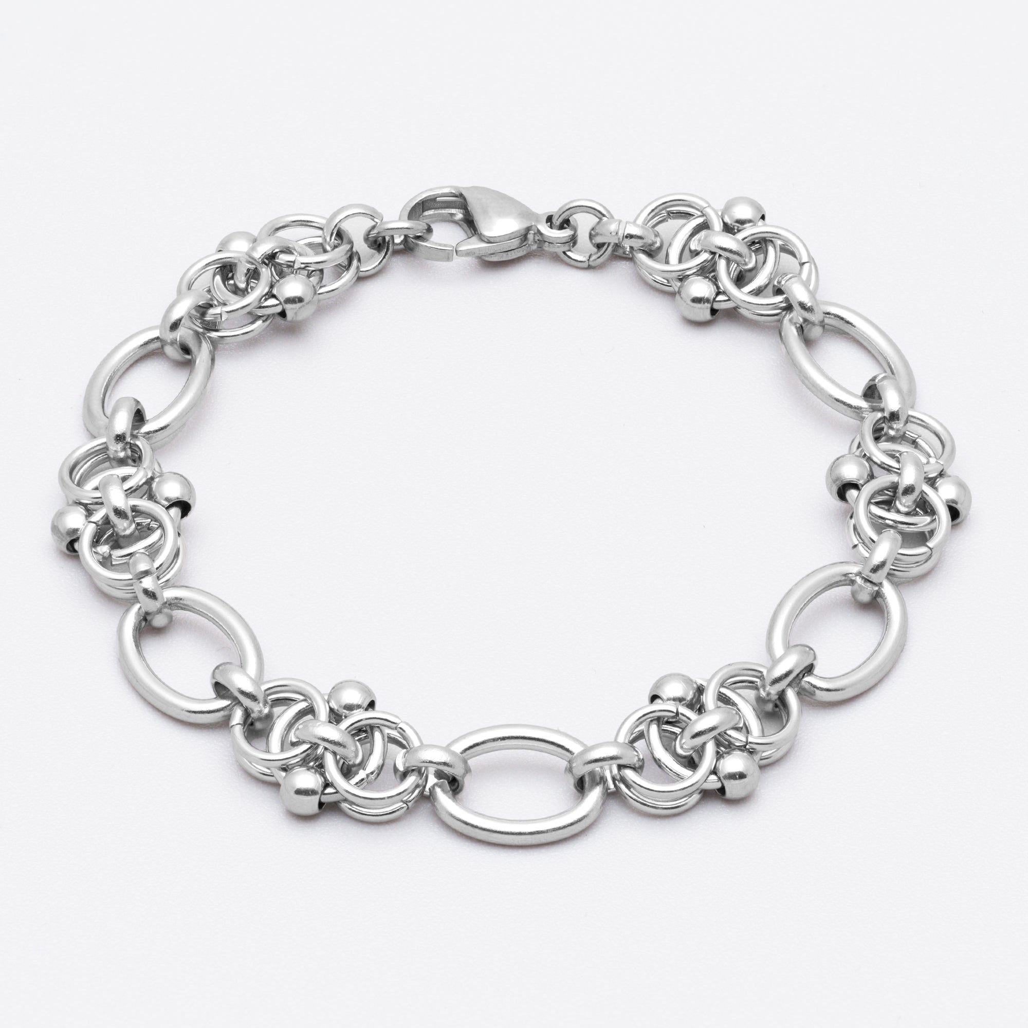 Oval Link Chainmail Bracelet - (Silver) 10mm