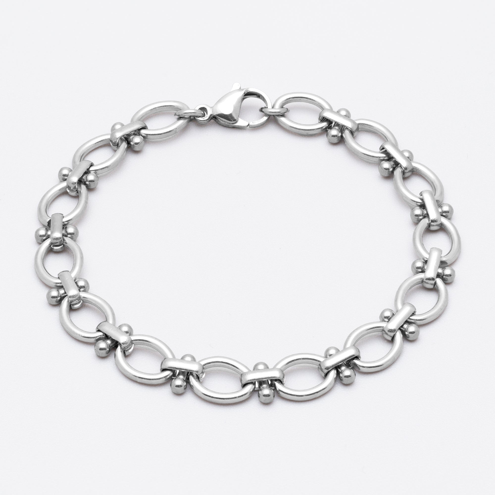 Silver chunky Gothic Oval Link chain bracelet, non tarnish stainless steel