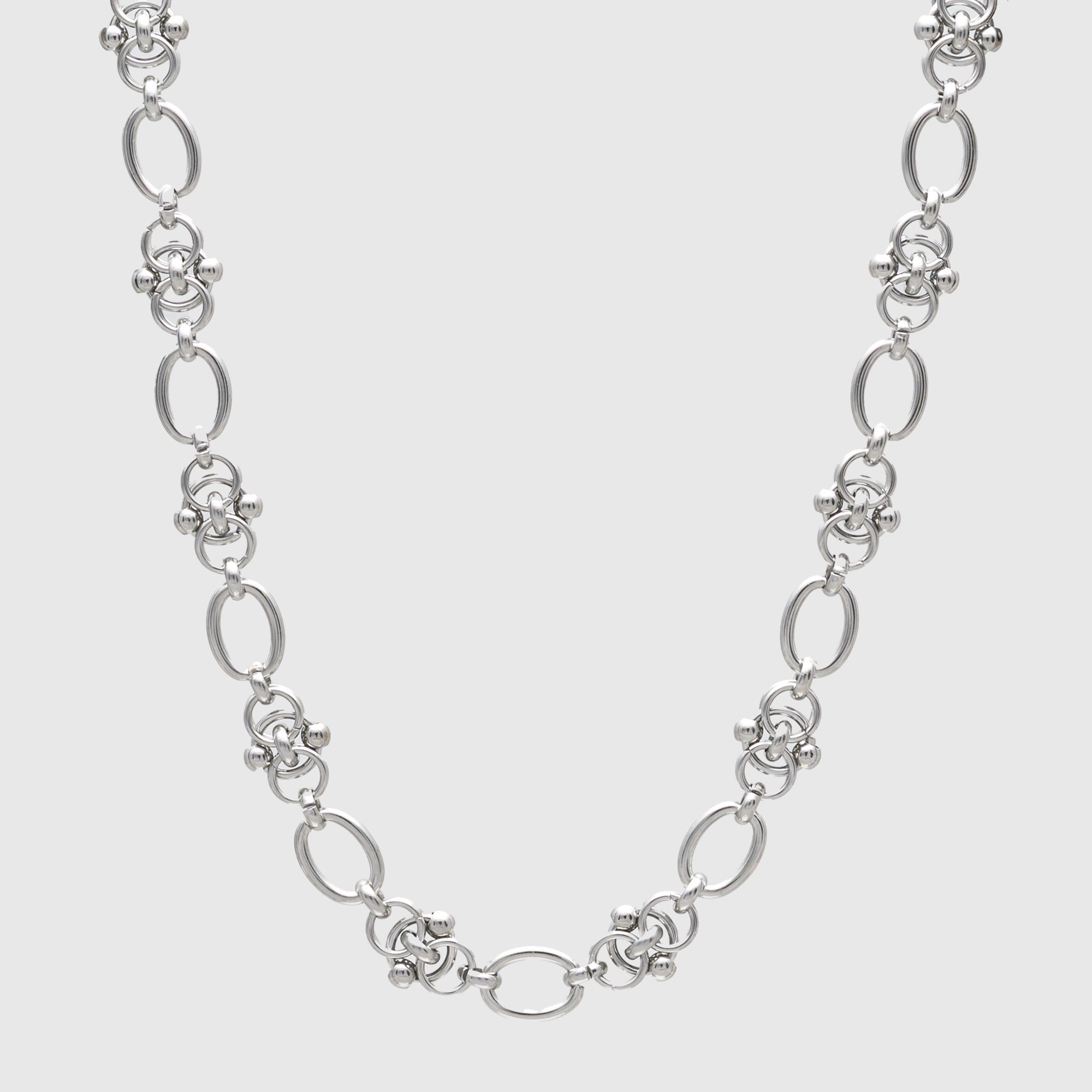 Oval link chainmail choker necklace in silver stainless steel 