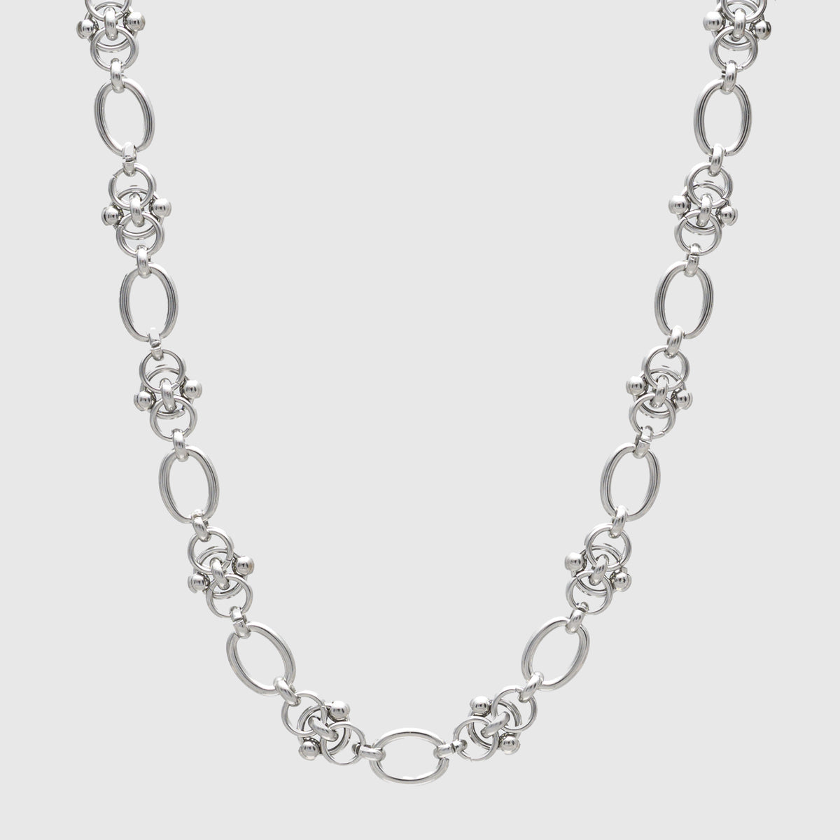 Oval Chainmail Link Chain Necklace in Silver 12mm - Gothic Necklace